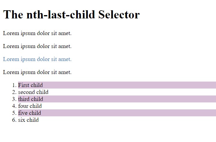 CSS nth-last-child Selector