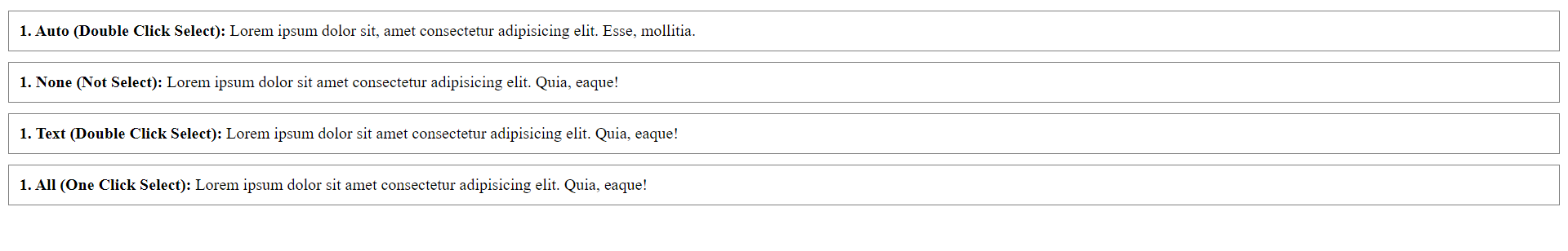 CSS user select property