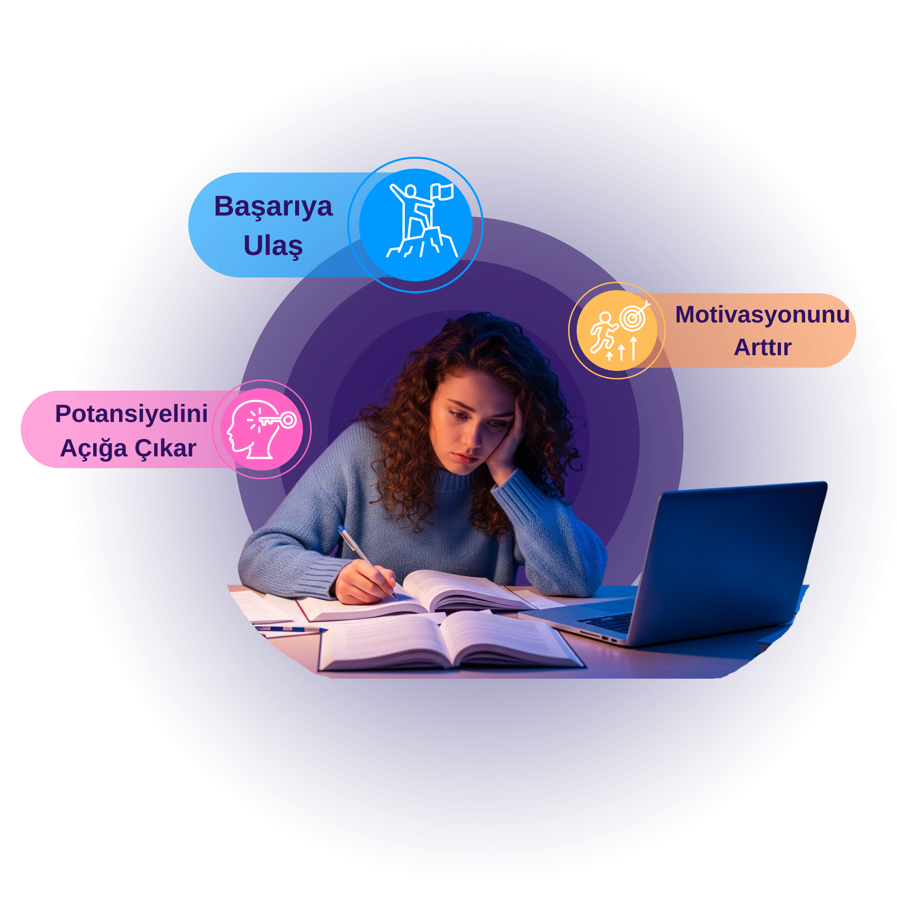 Sınavına çalışan ve potansiyelini keşfeden öğrenci