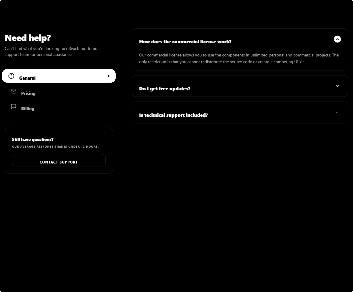 Categorized Support FAQ