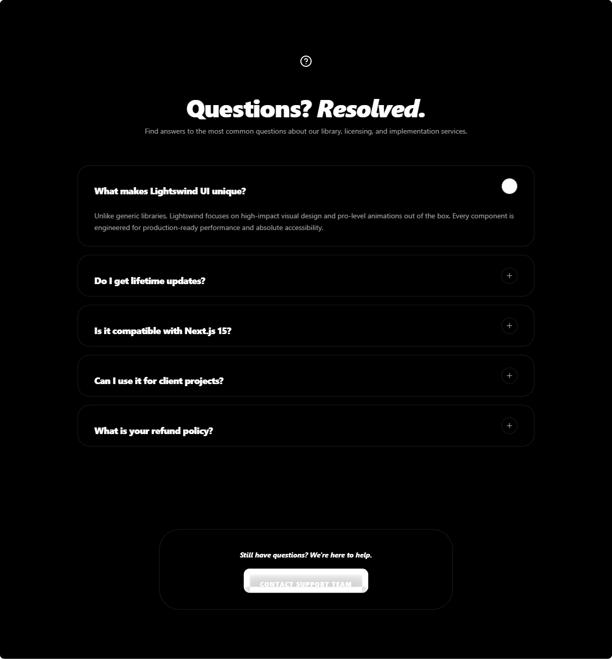 Premium Accordion FAQ