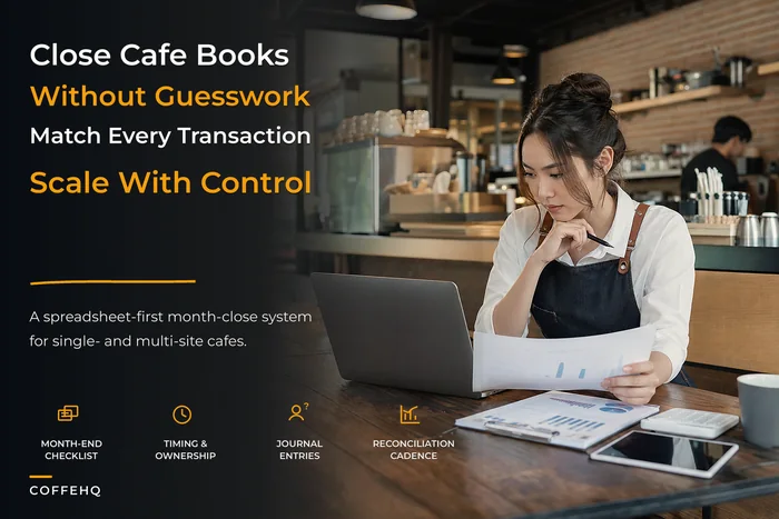 Cafe financial-control system for single- and multi-site operators