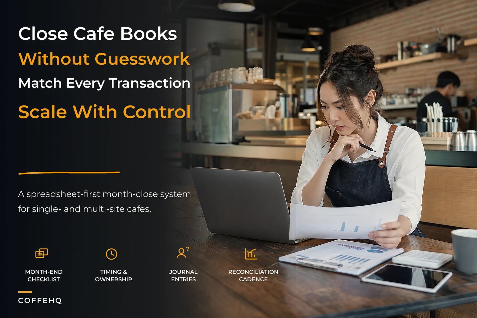 Cafe financial-control system for single- and multi-site operators