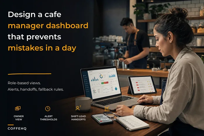 Design a role-based cafe manager dashboard that actually prevents mistakes: alerts, handoffs and a one-day setup