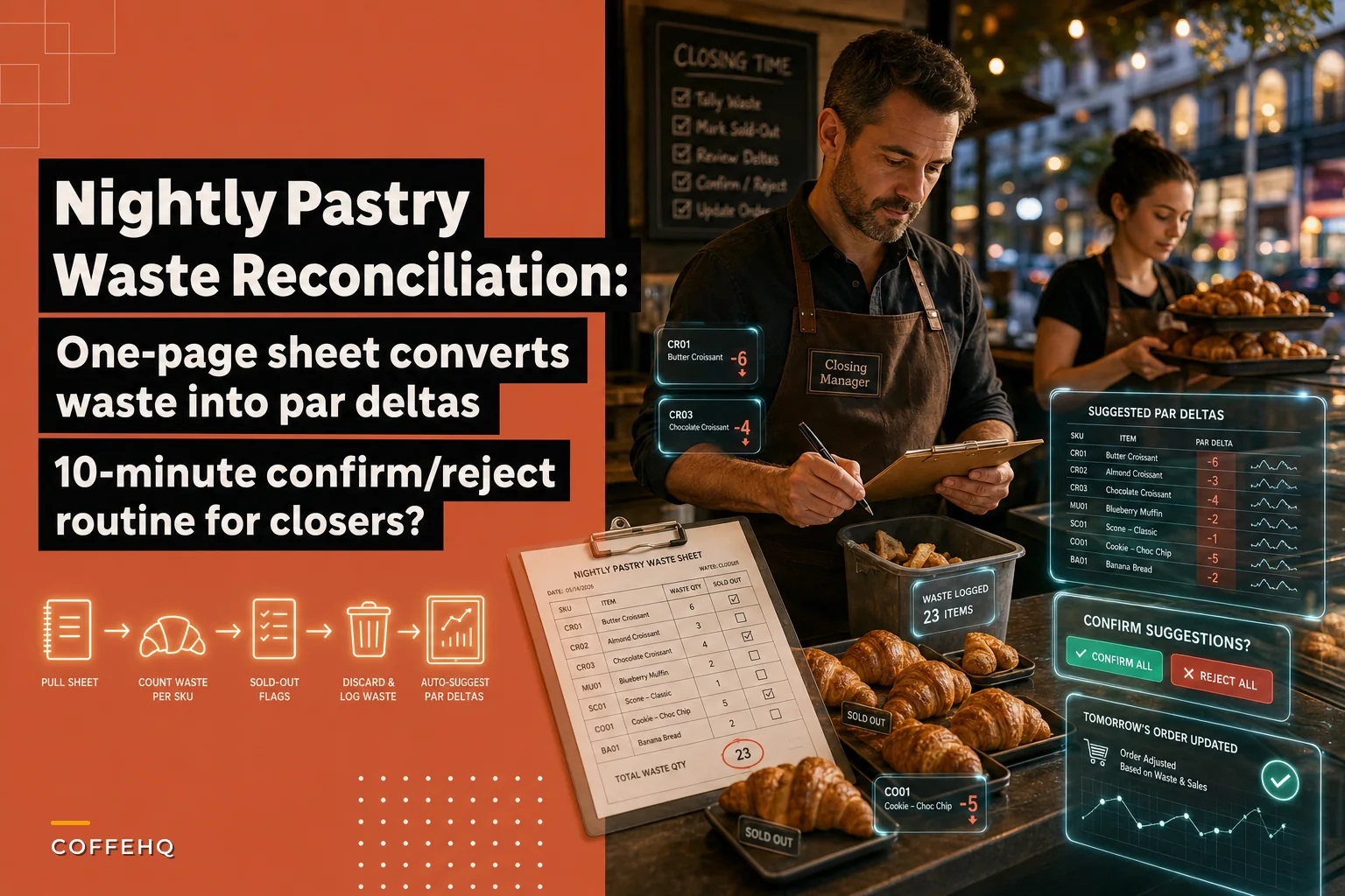 Nightly pastry-waste reconciliation: a 10-minute manager routine