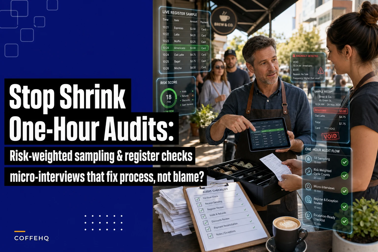 Reduce shrink with one-manager-hour audits: theft detection for small cafes