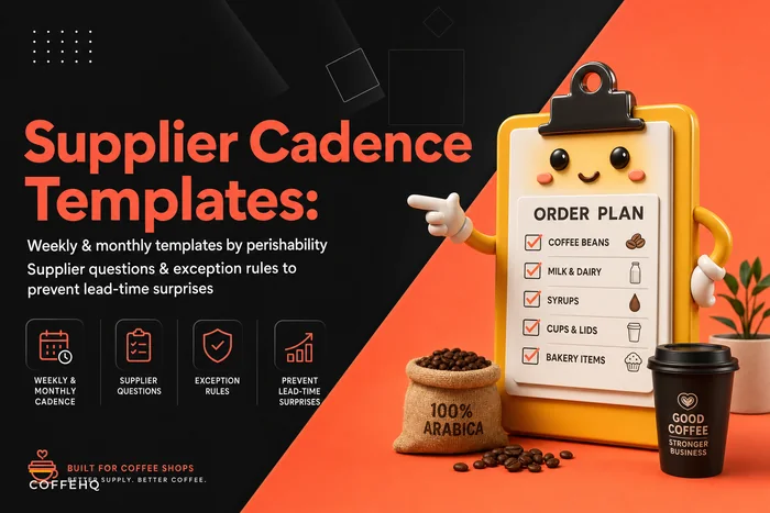 Supplier cadence for small cafés: weekly and monthly ordering templates plus negotiation questions to avoid lead‑time surprises
