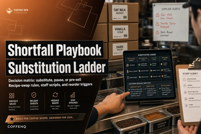 Supplier shortfall playbook: substitution ladder and recipe-swap rules