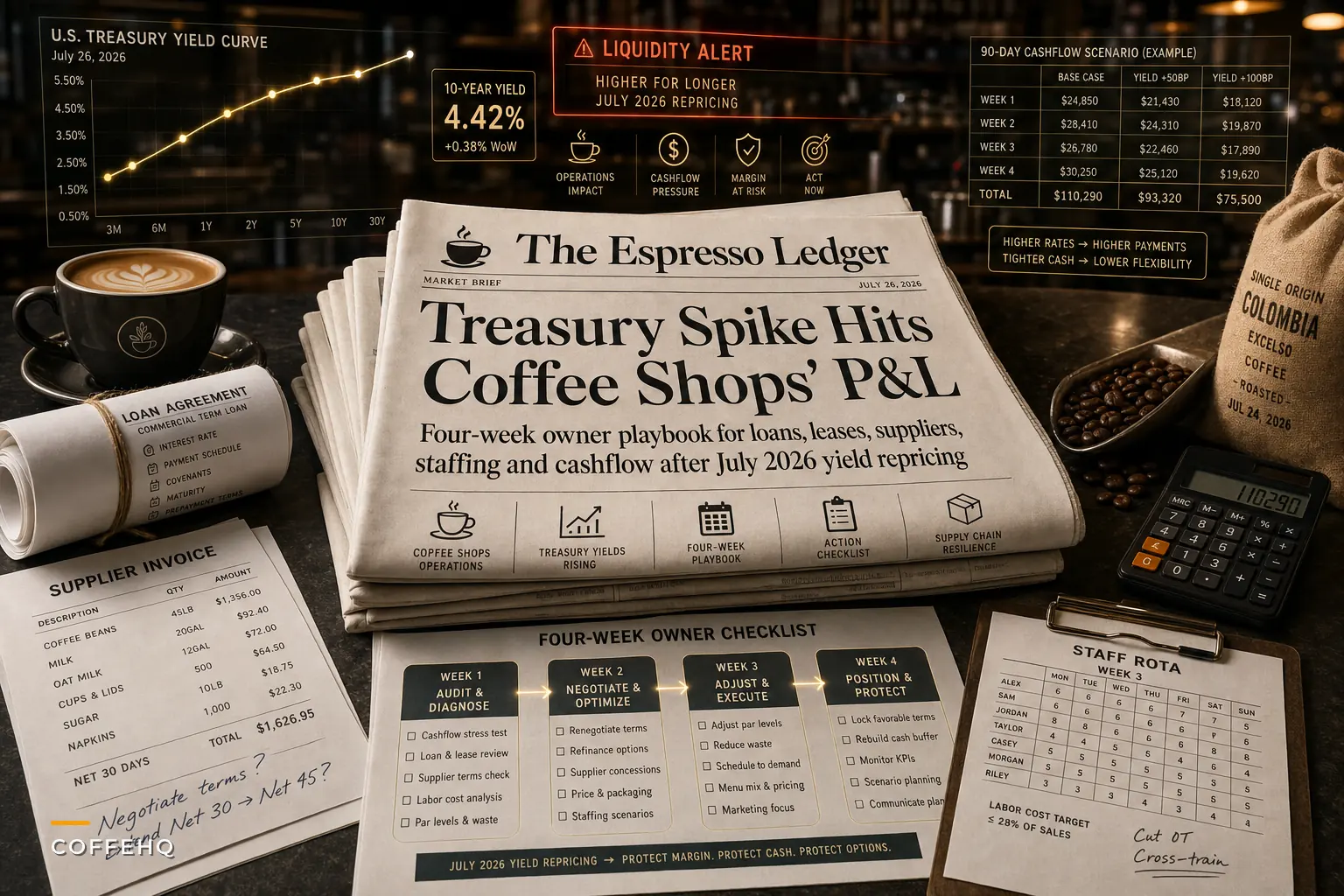When Bond Yields Bite: What Coffee Shops Should Recheck in Their P&L, Staffing and Ordering Now