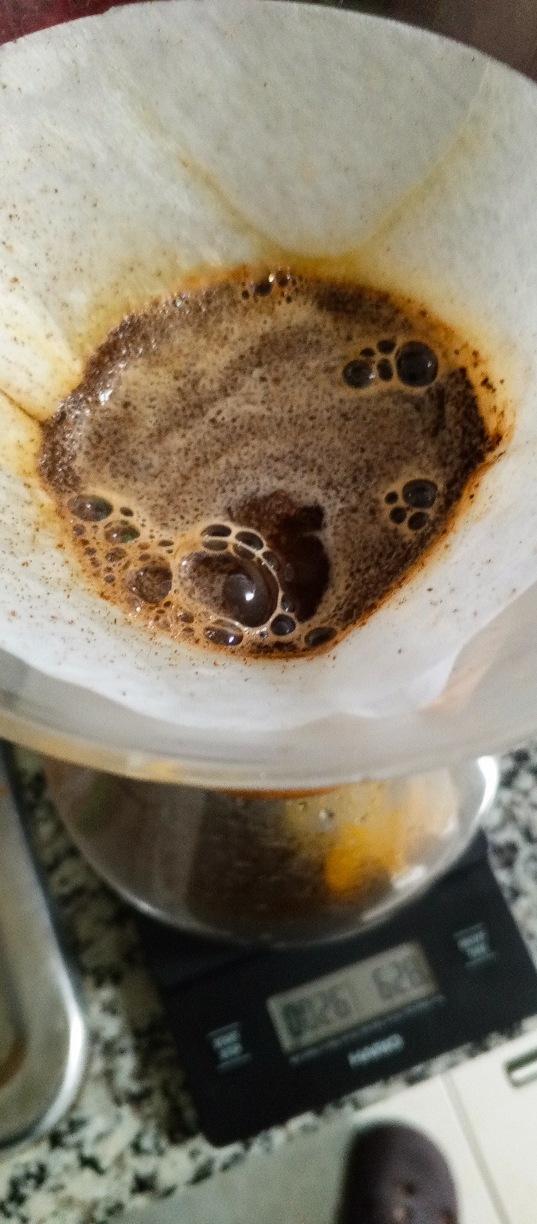20.7 g + 345 mL @ 90 ºC (3 pours, including blooming pictured)