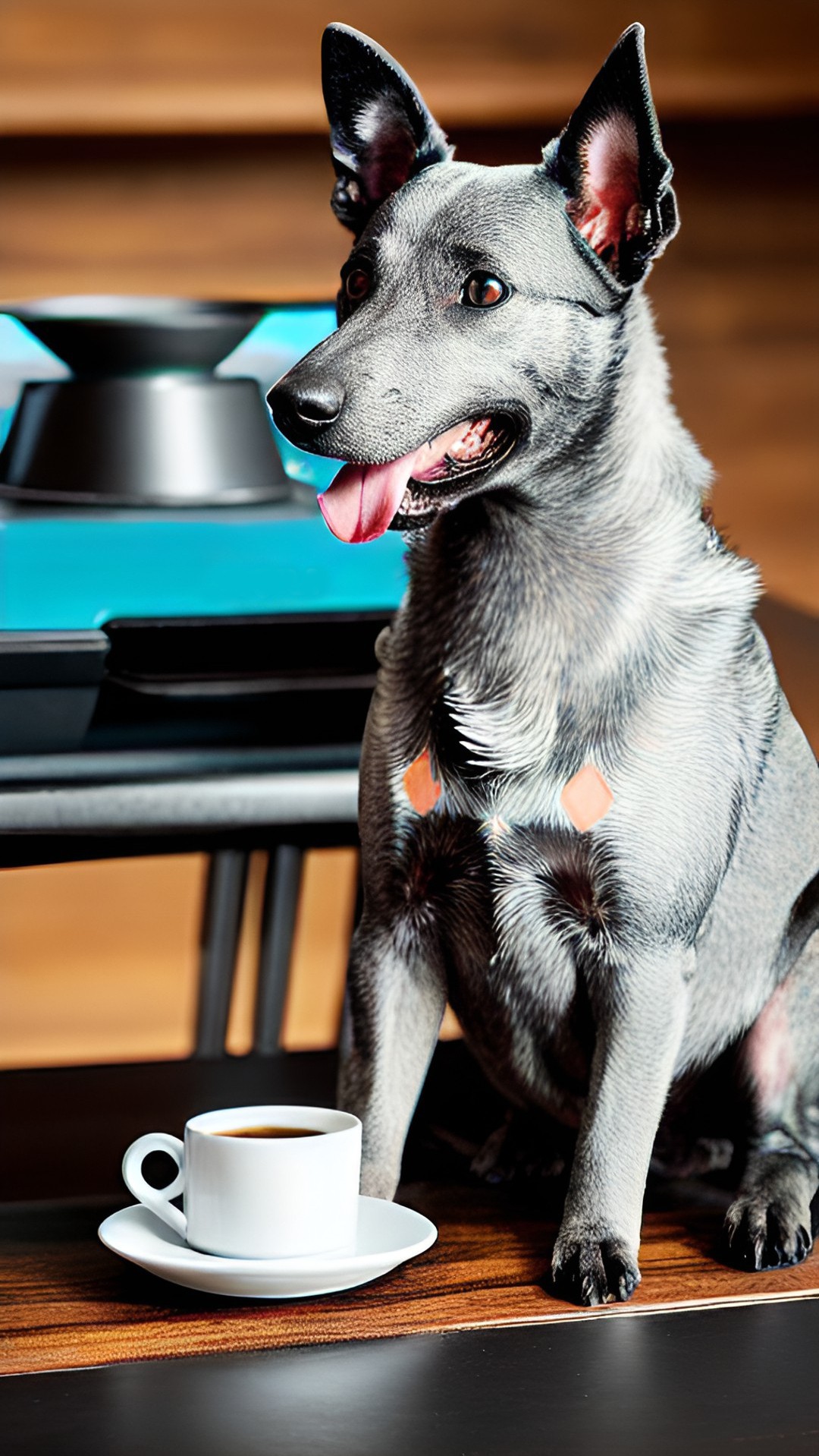 Since I don't have a pet, I served myself a glass of honey lemon cold brew and generated a pup photo with IA. Woof!