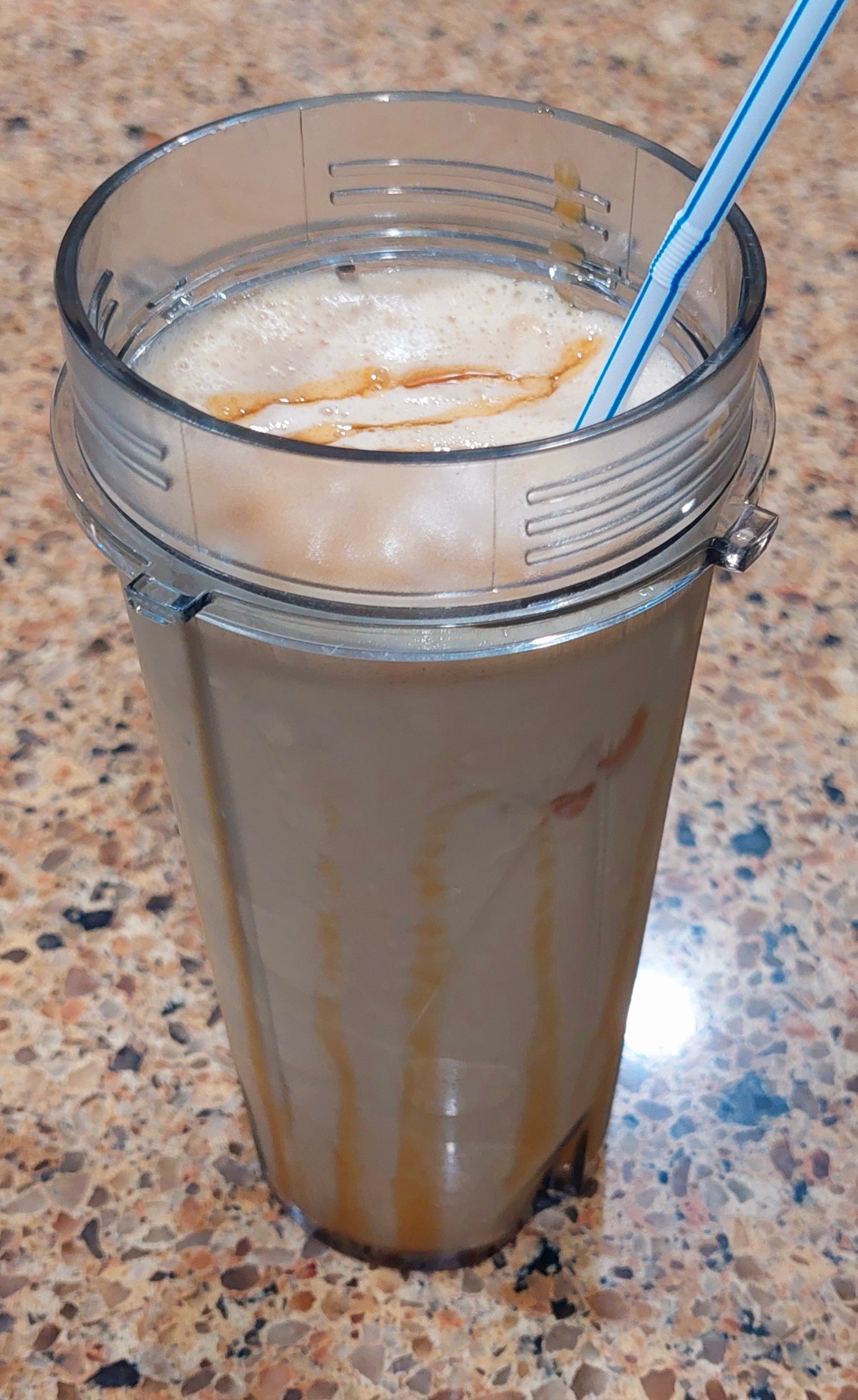 ☕️ Caramel Coffee Milkshake ☕️ YUM! 😋
✅️ Starbucks Caramel Nespresso Vertuo
✅️ Breyers French Vanilla Ice Cream
✅️ Torani Caramel Sauce (blended in & cup-glaze)