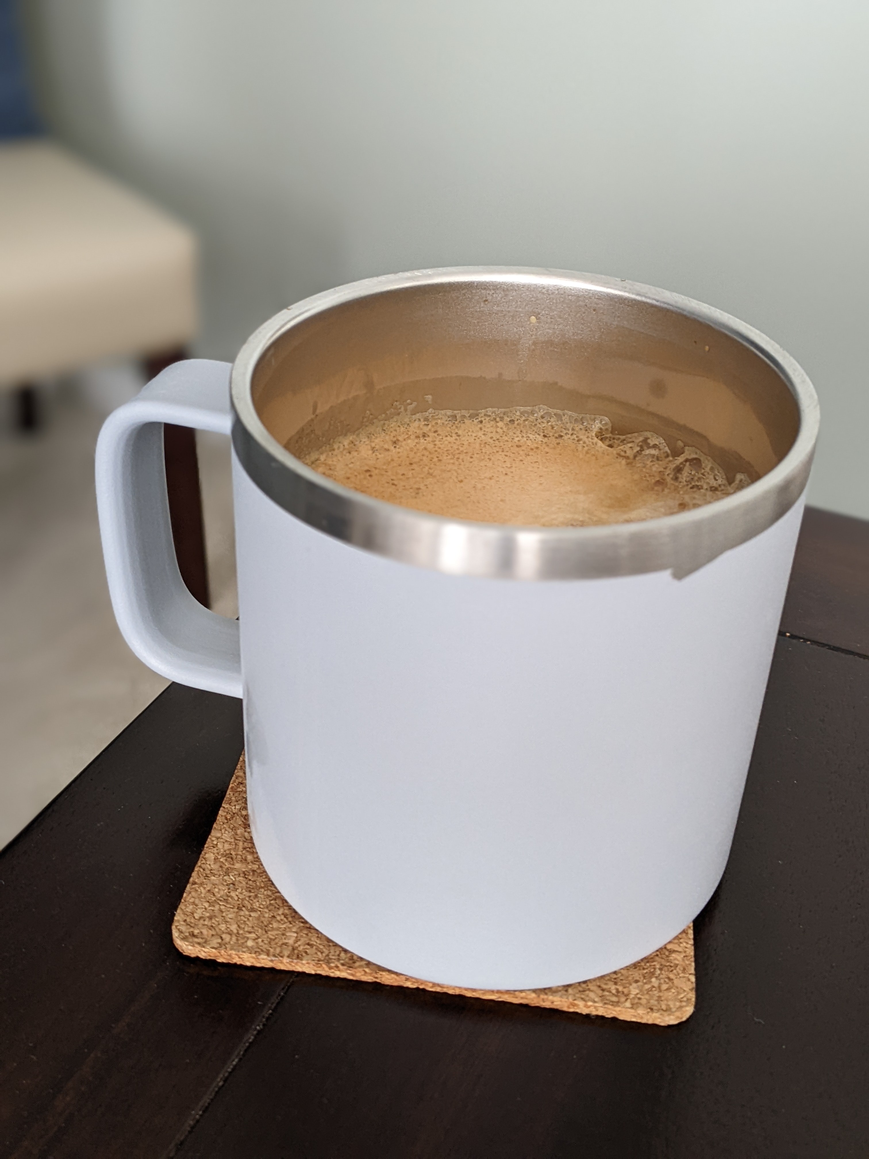 Having some coffee before the afternoon meetings