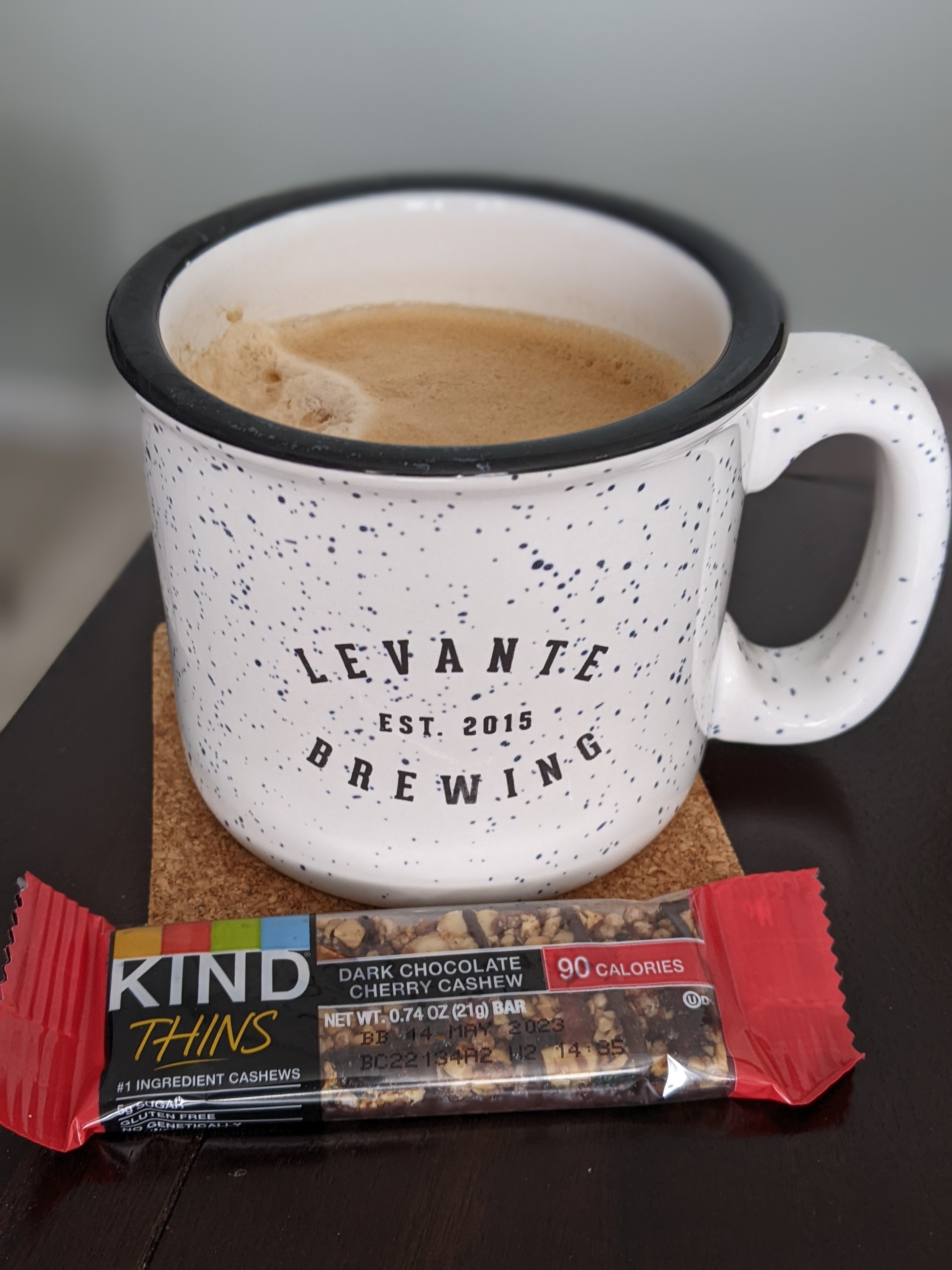 Having an afternoon coffee and snack