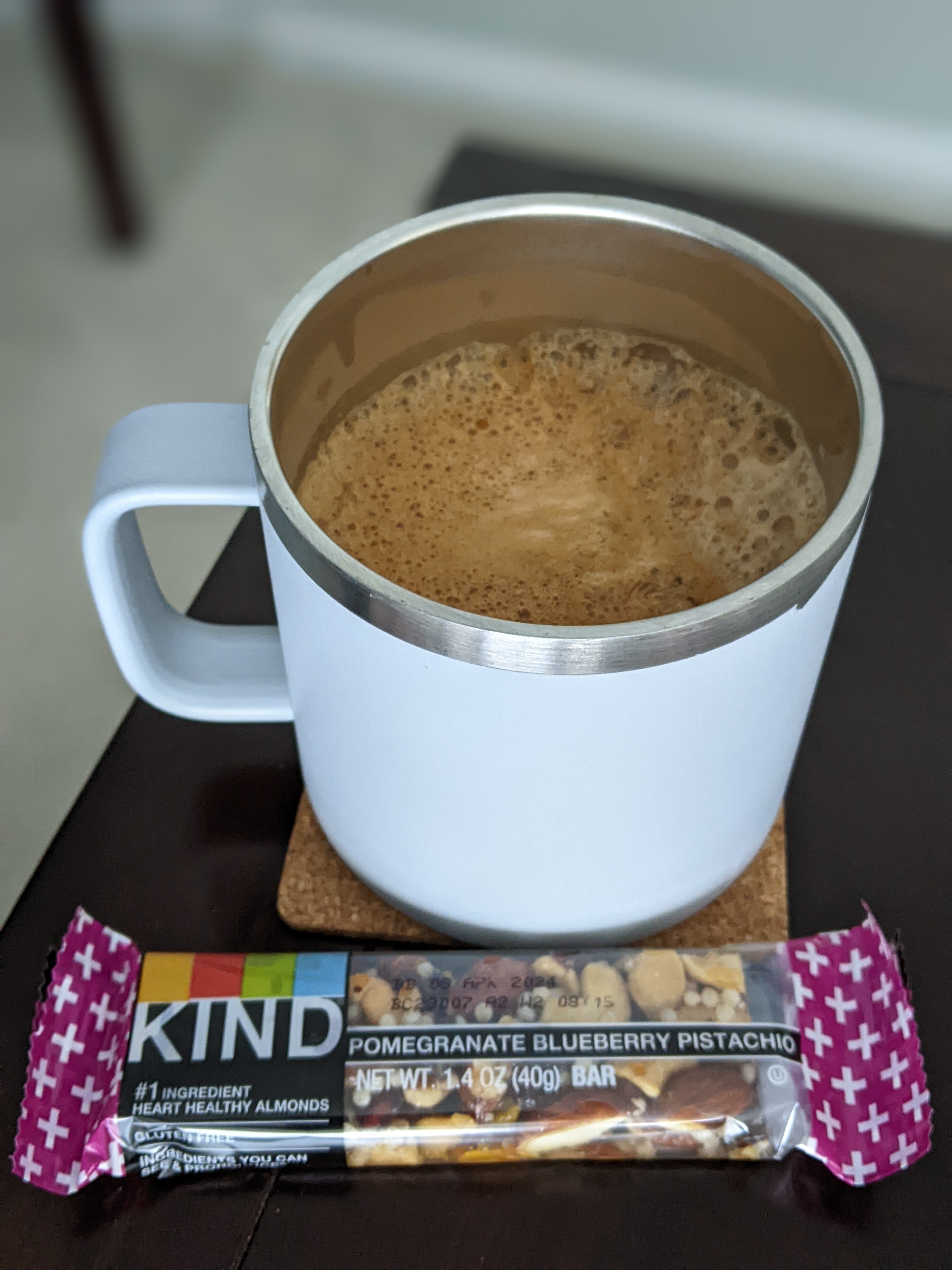 My favorite brewing method is French press although this is easier.  Having a breakfast bar with roasty coffee before the next meeting.