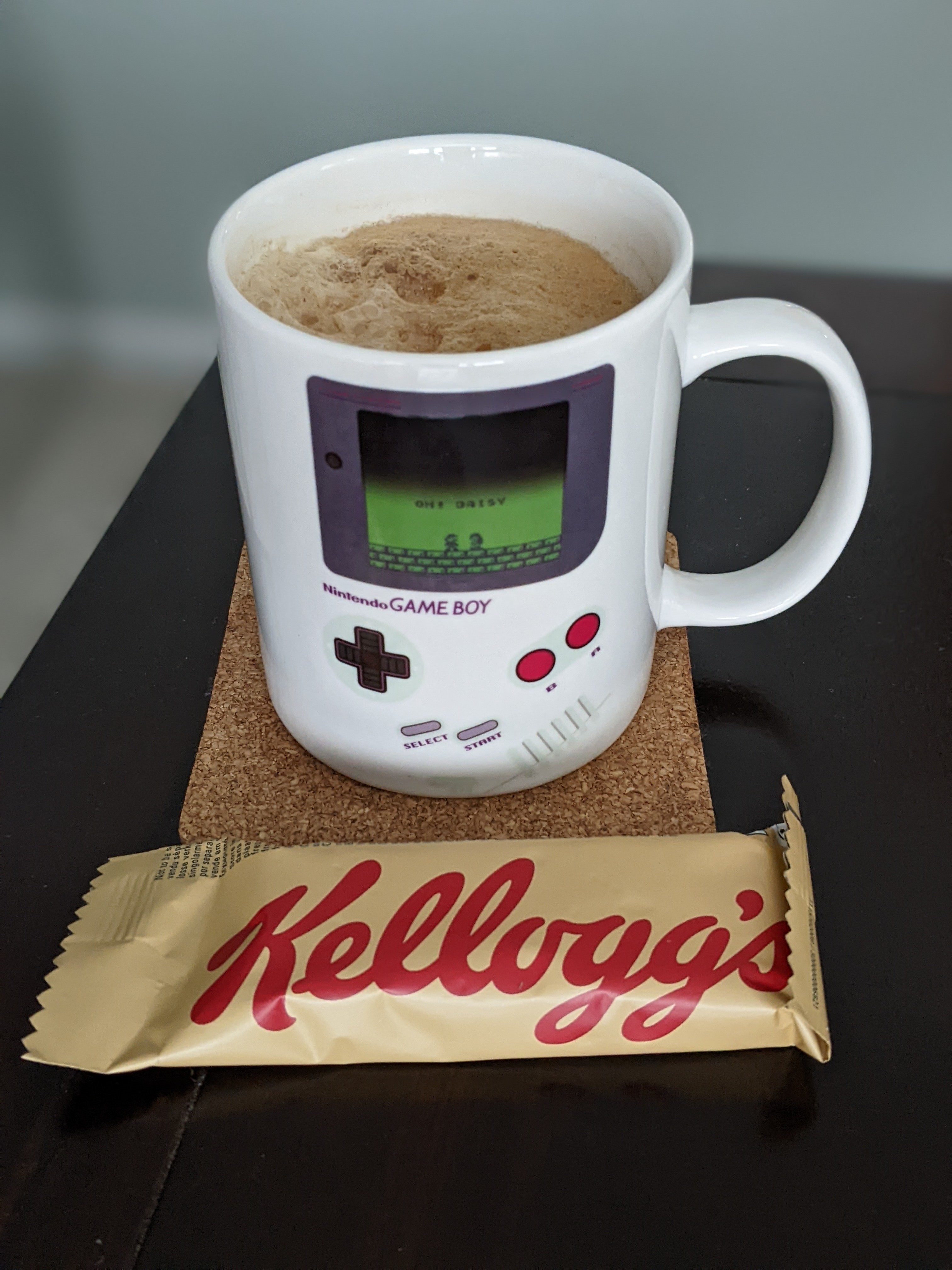 Having a leftovers breakfast bar from Italy with a roasty coffee