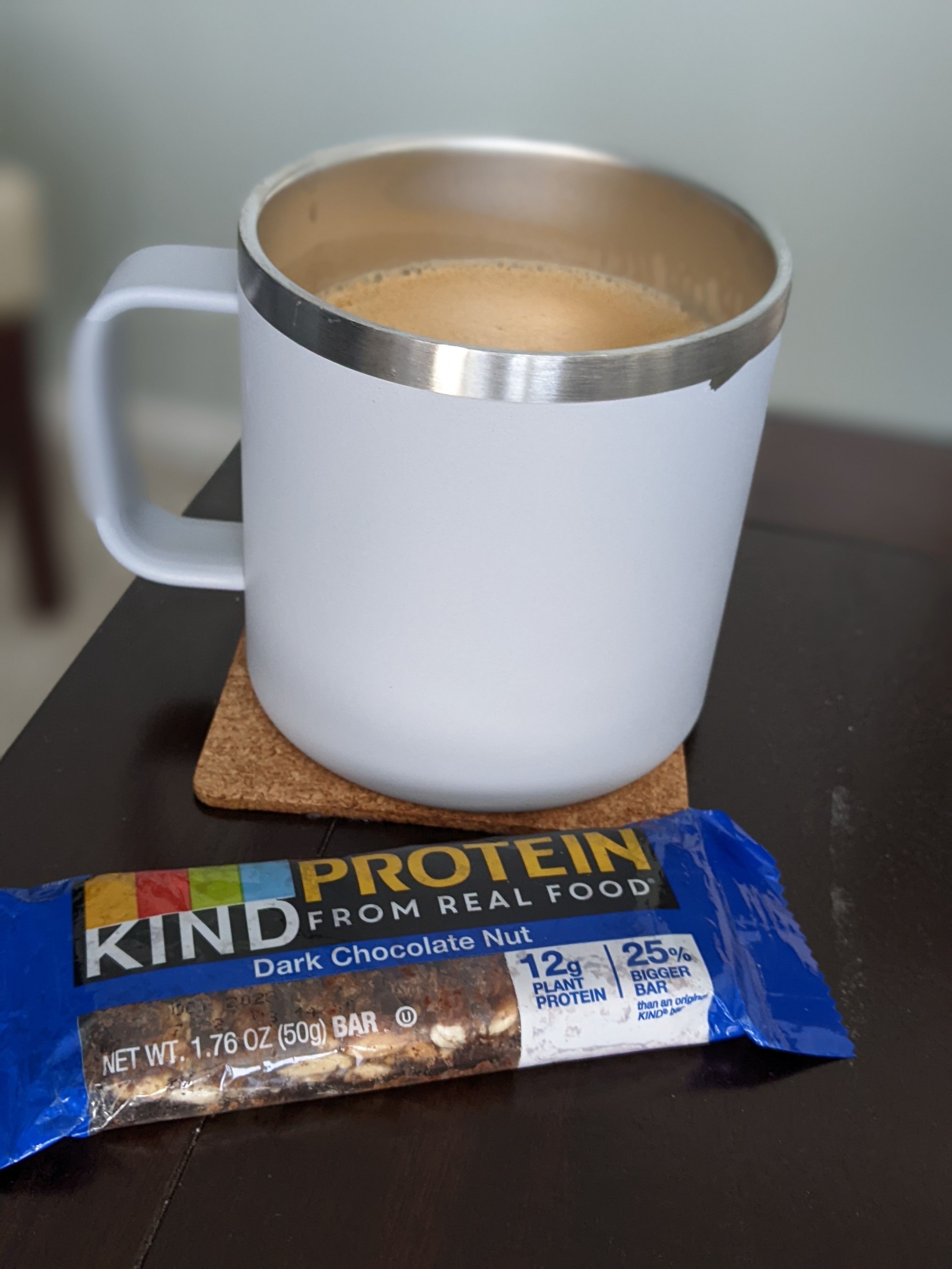 Having a coffee and breakfast bar on a lazy Sunday morning