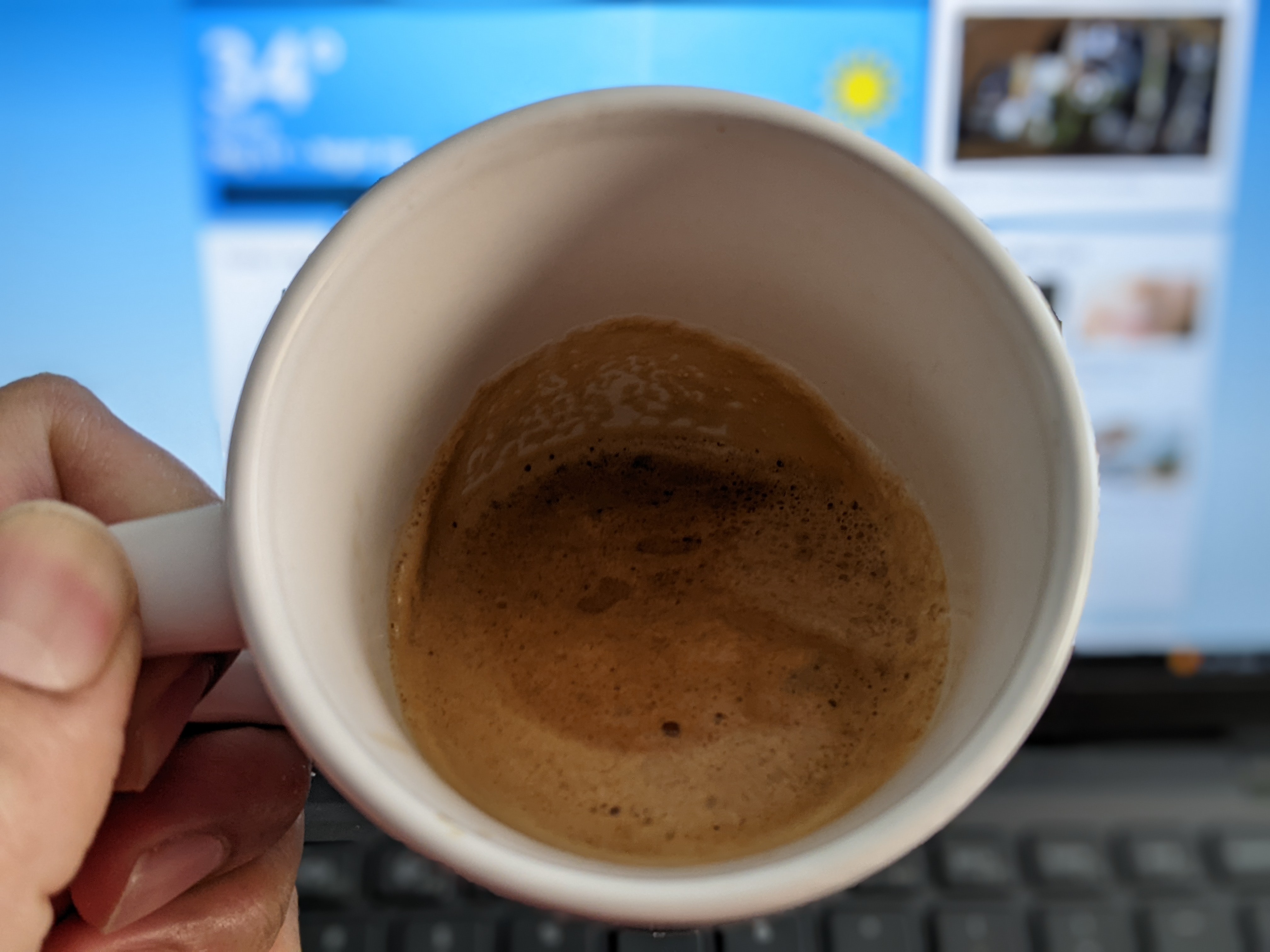 Drinking a double on a cold (34⁰F) morning