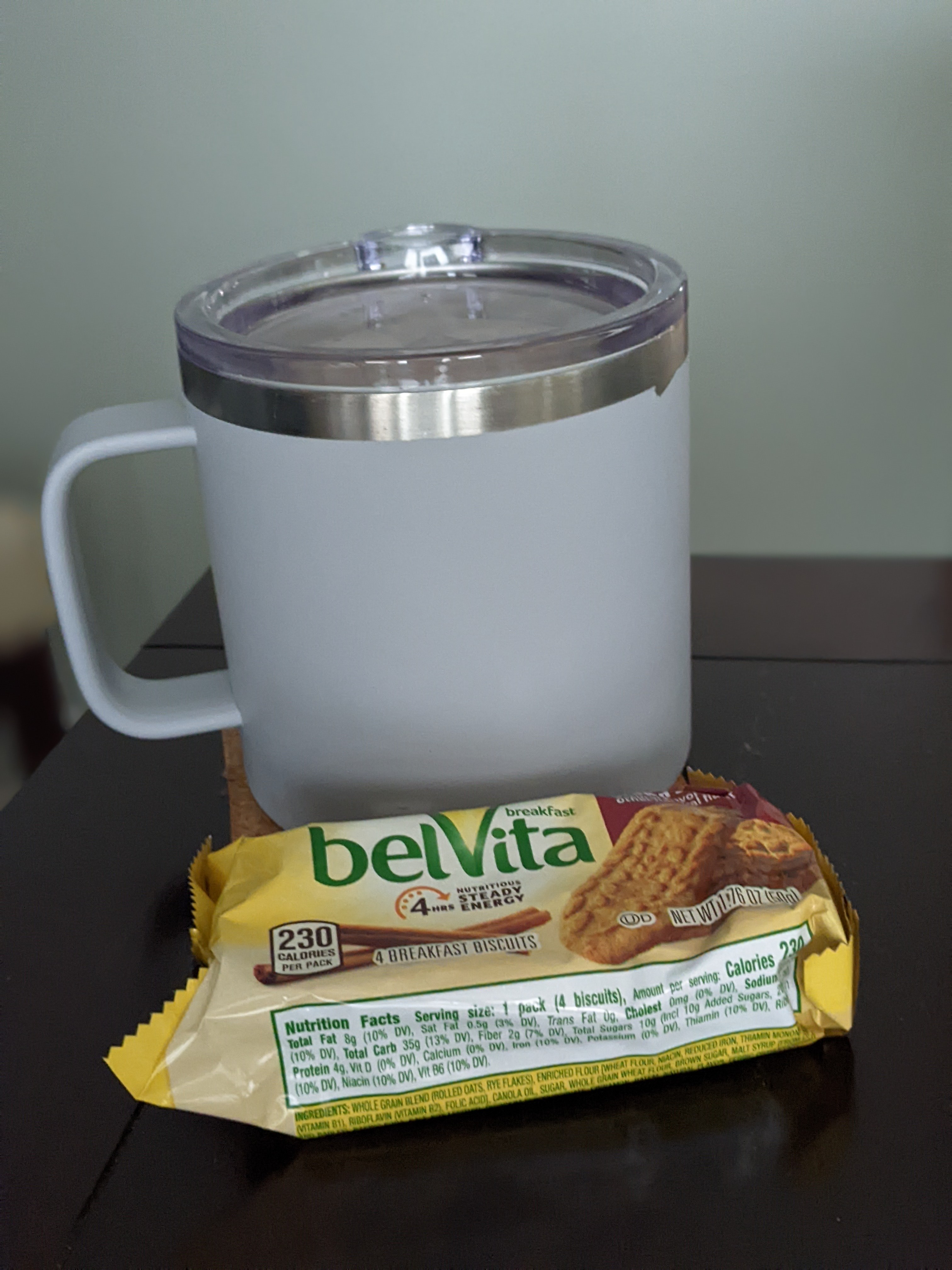 Enjoying a few minutes of quiet before the first meeting of the day