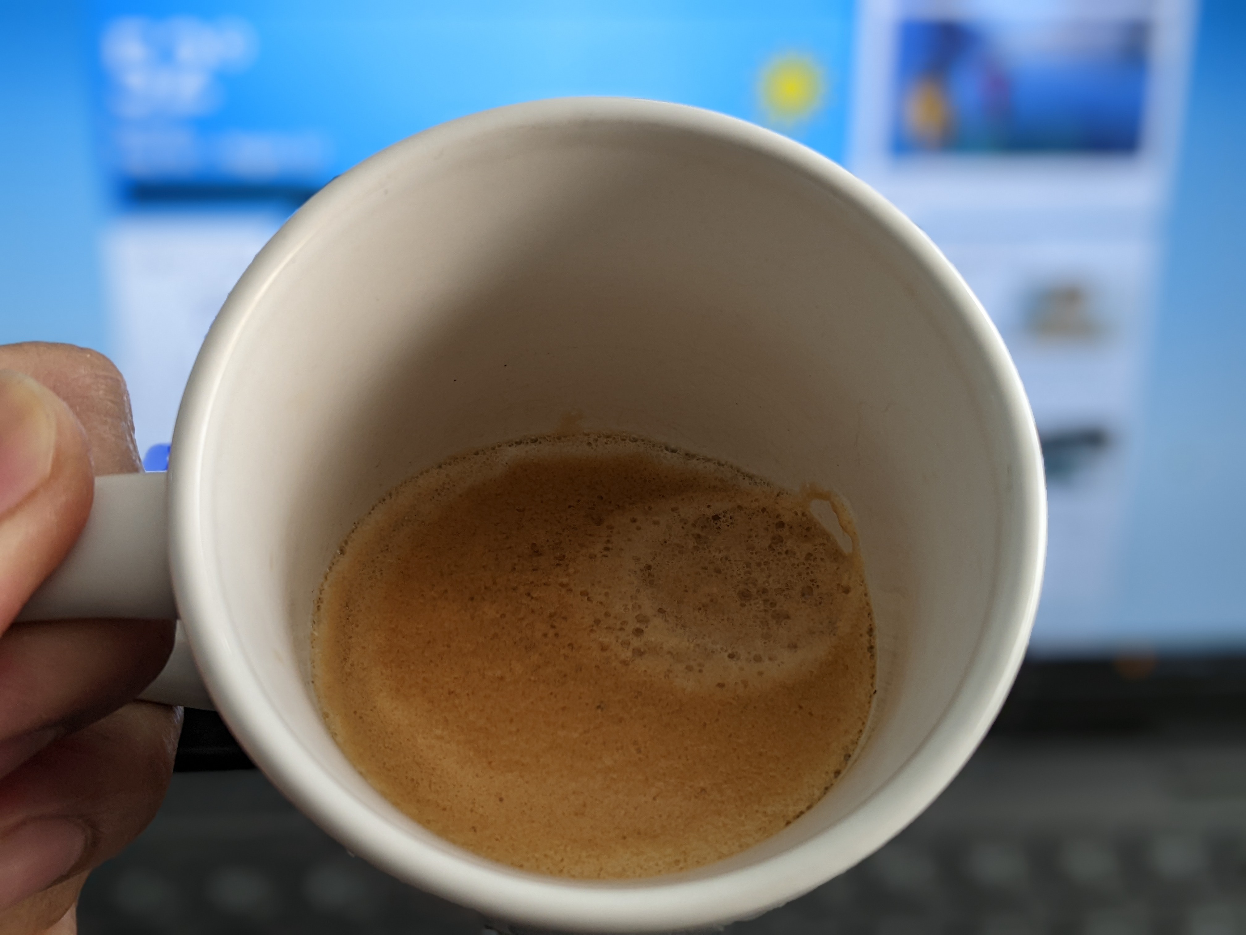 Having a double after a bowl of cereal before the onslaught of meetings.