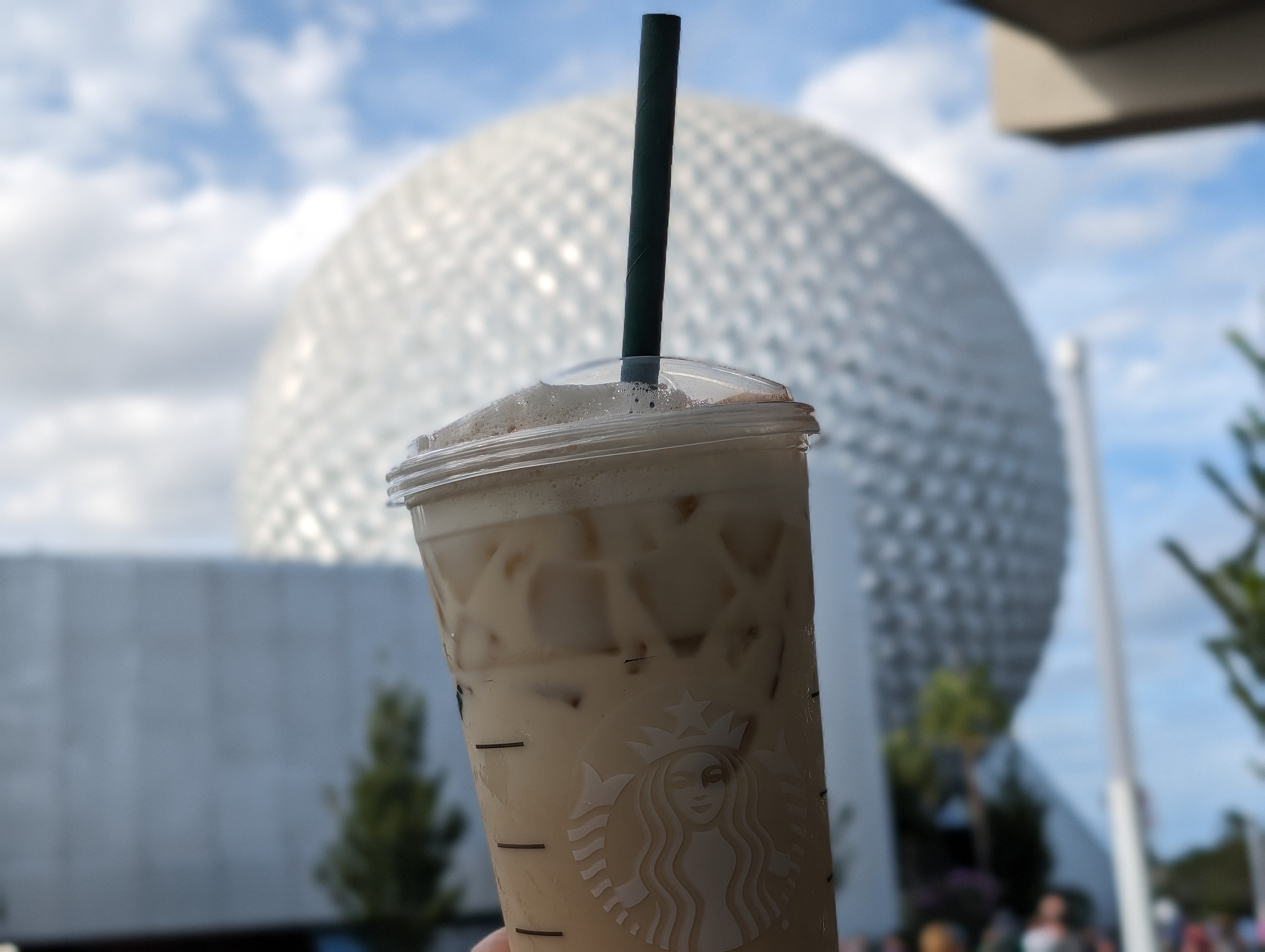 Having an iced gingerbread oatmeal latte after the Guardians of the Galaxy ride