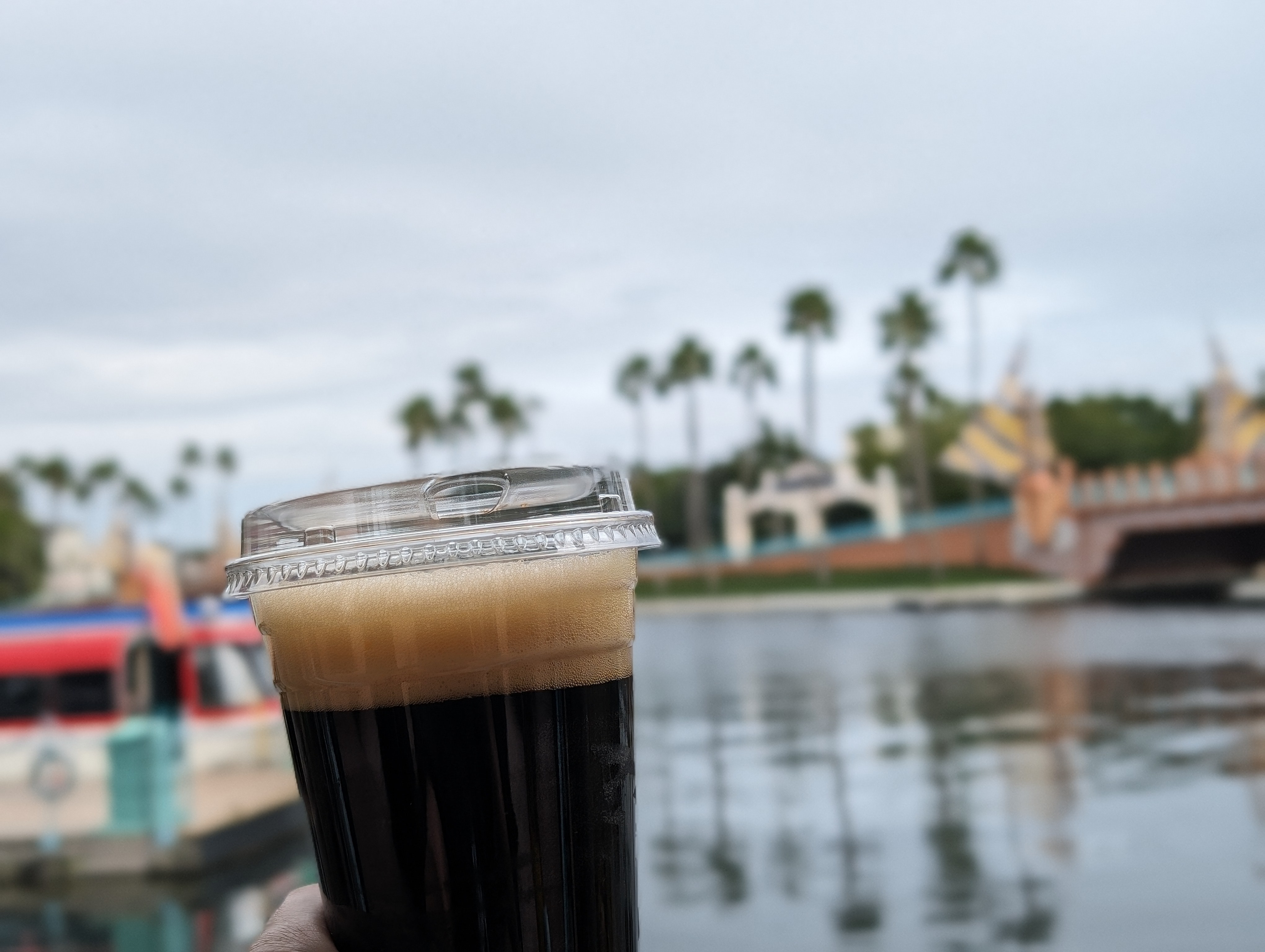 Having cold brew before heading to Disney Springs