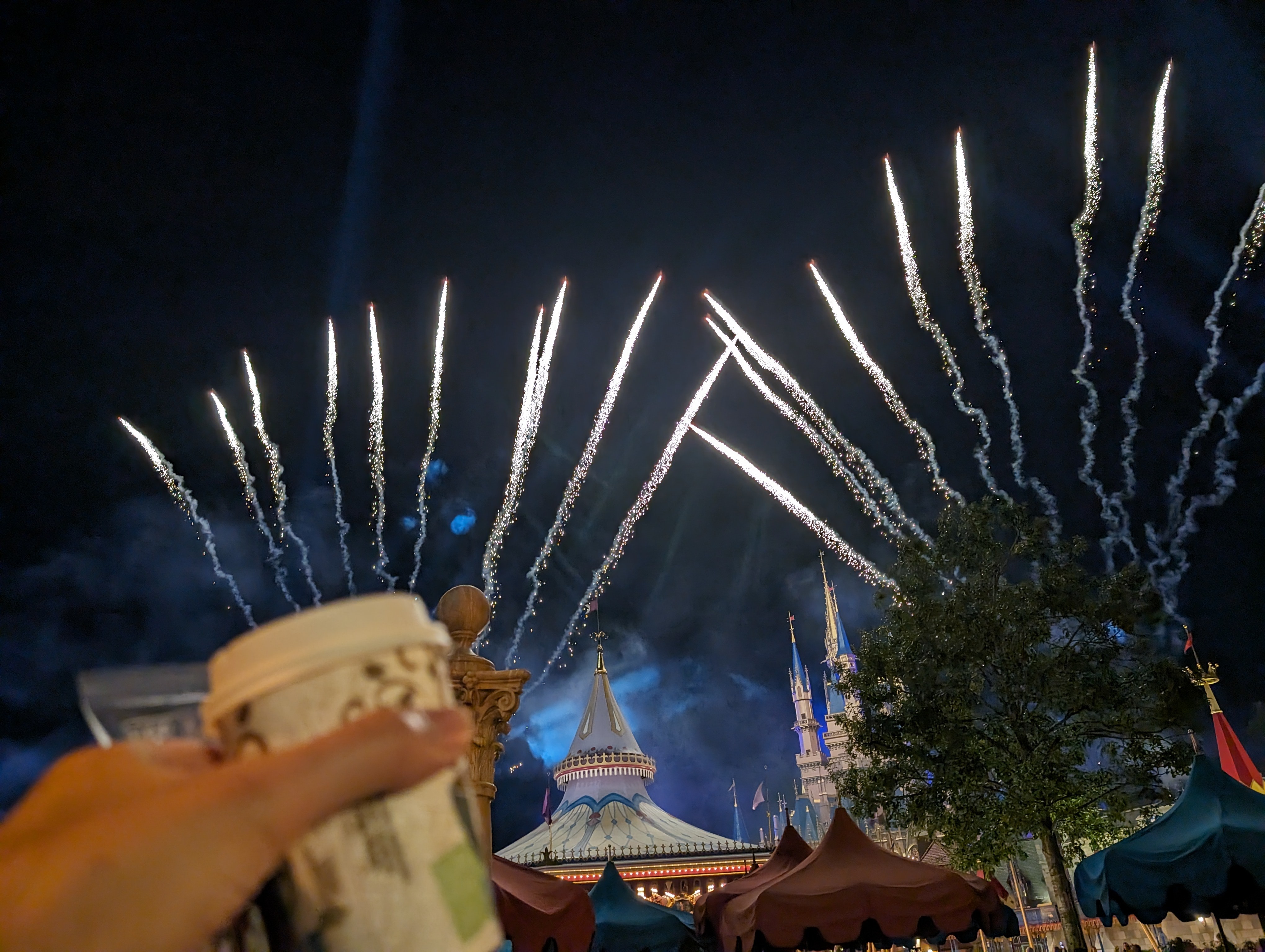 Having more hot cocoa but with fireworks