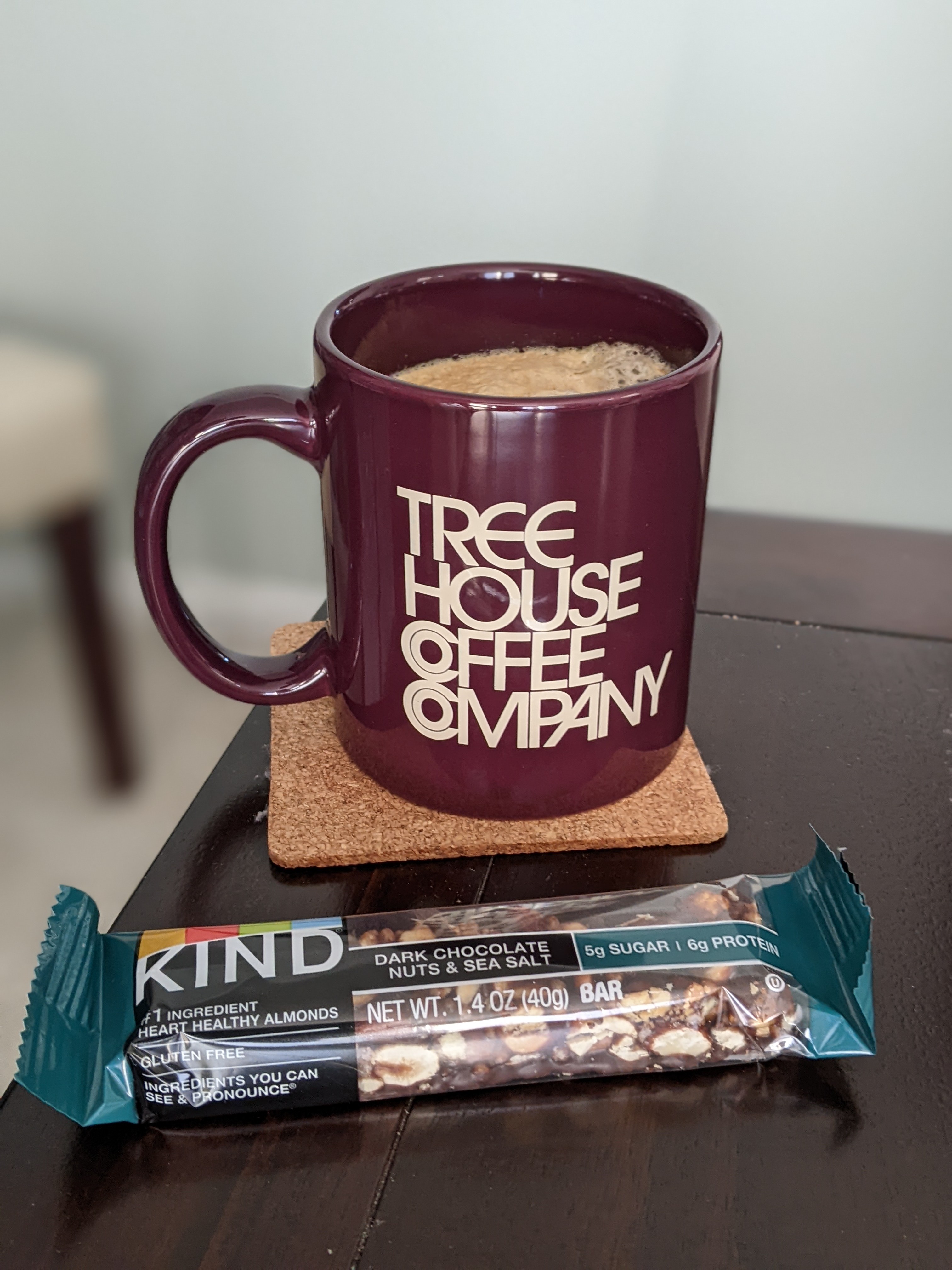 I finally got back to grinding beans.  Having a great coffee in a new mug from a place that makes great beer (and coffee too).

Medium fine grind in refilled Nespresso Vertuo capsule