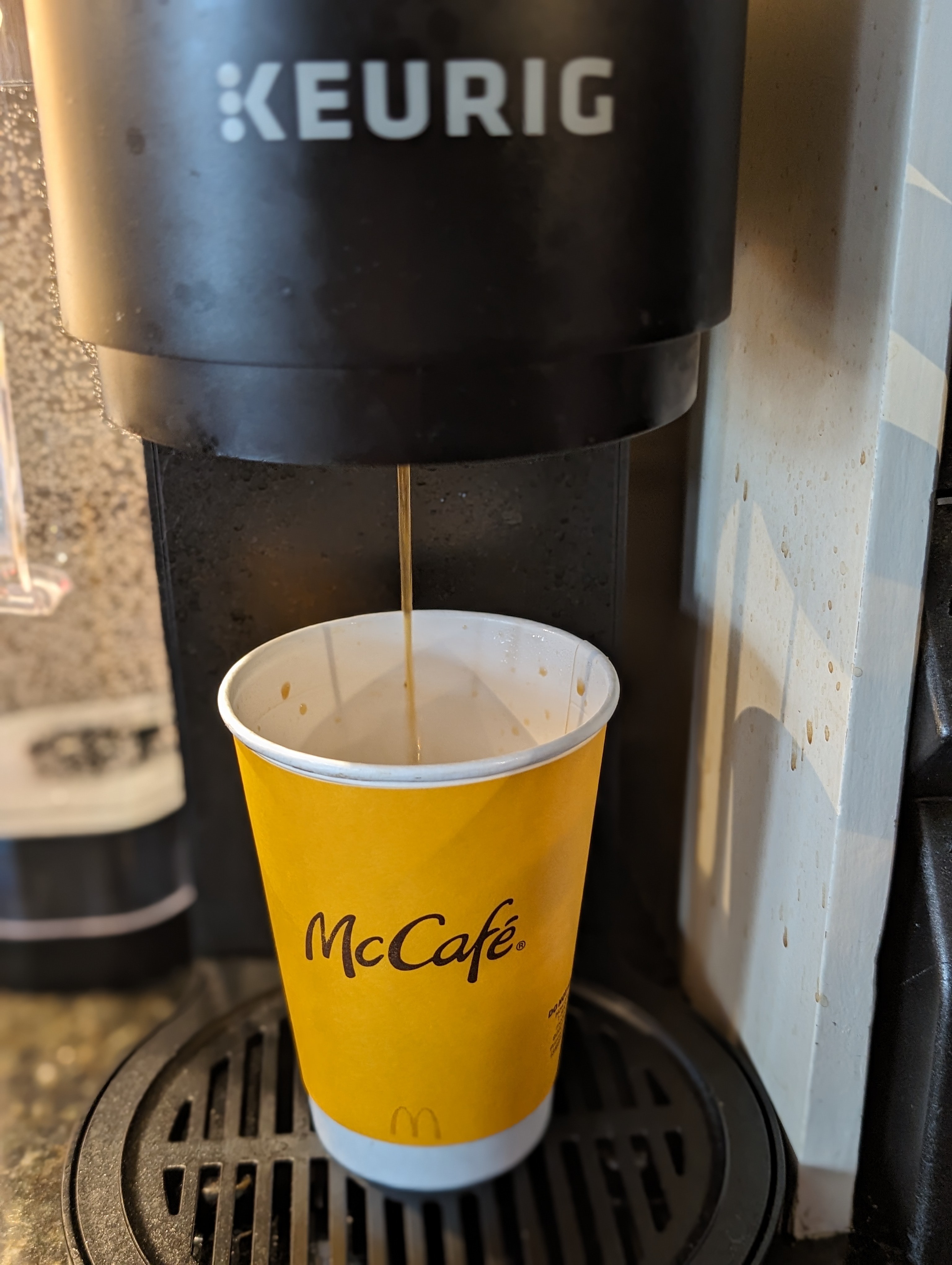 Refilling my McDonald's coffee cup from this morning after spending the day at a retro computer expo