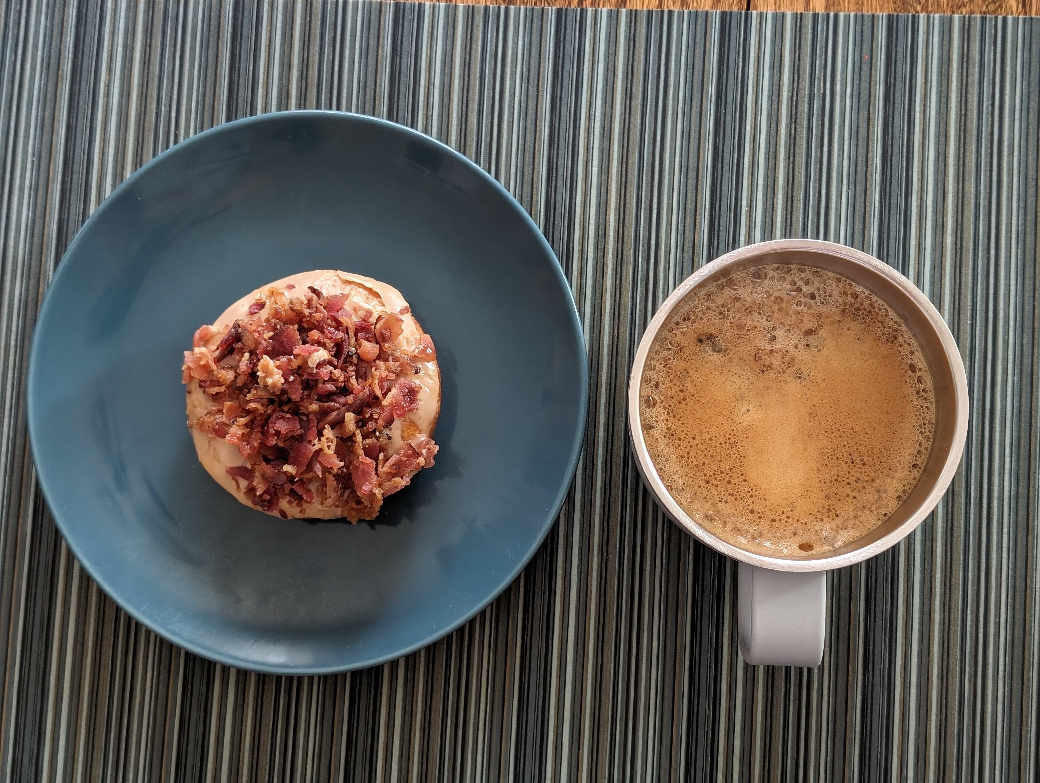 Oh Duck Donuts, I have missed you so much!!  Enjoying a caramel drizzled maple bacon donut with some coffee.