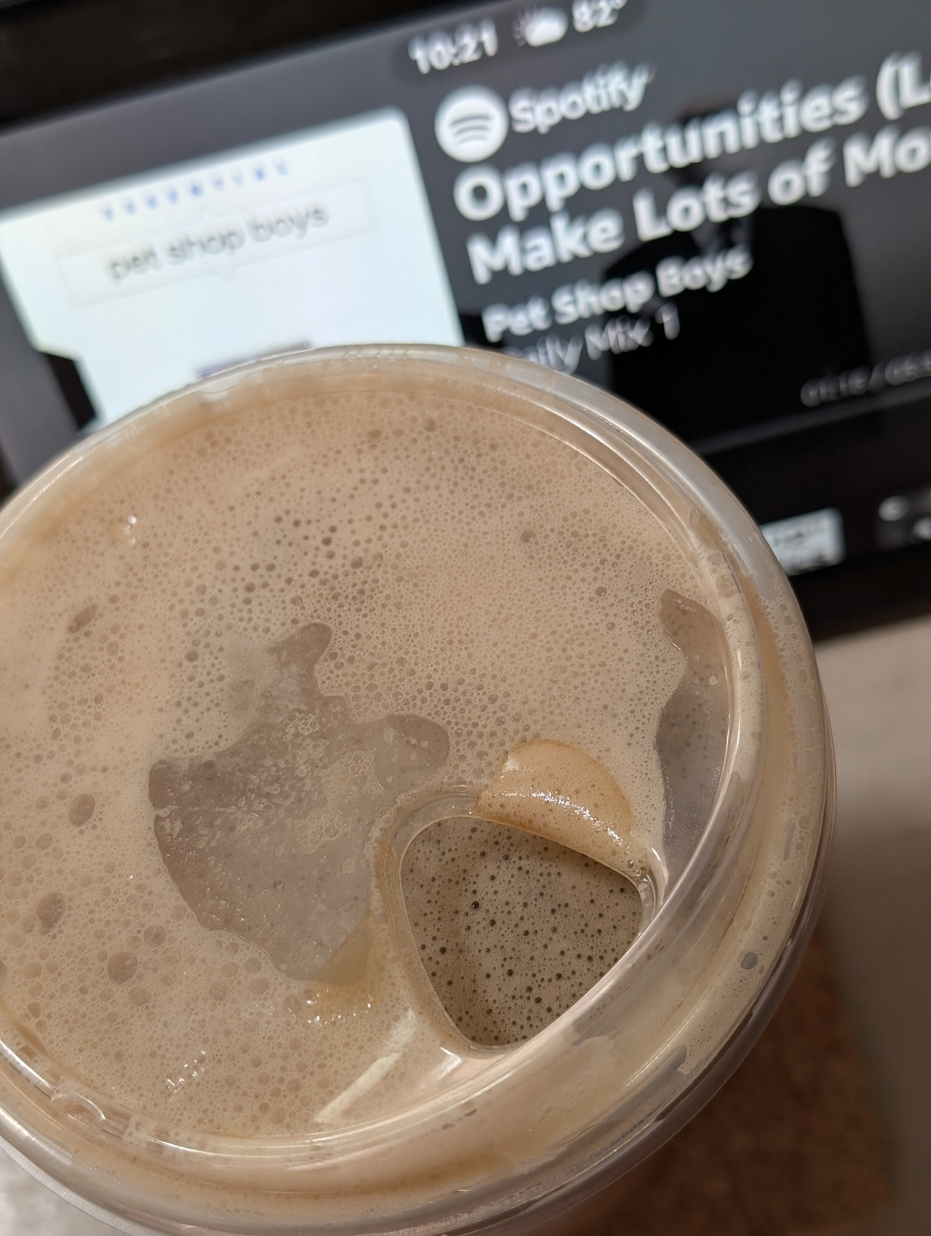 Having a regular nitro cold brew while listening to a classic picked by Spotify