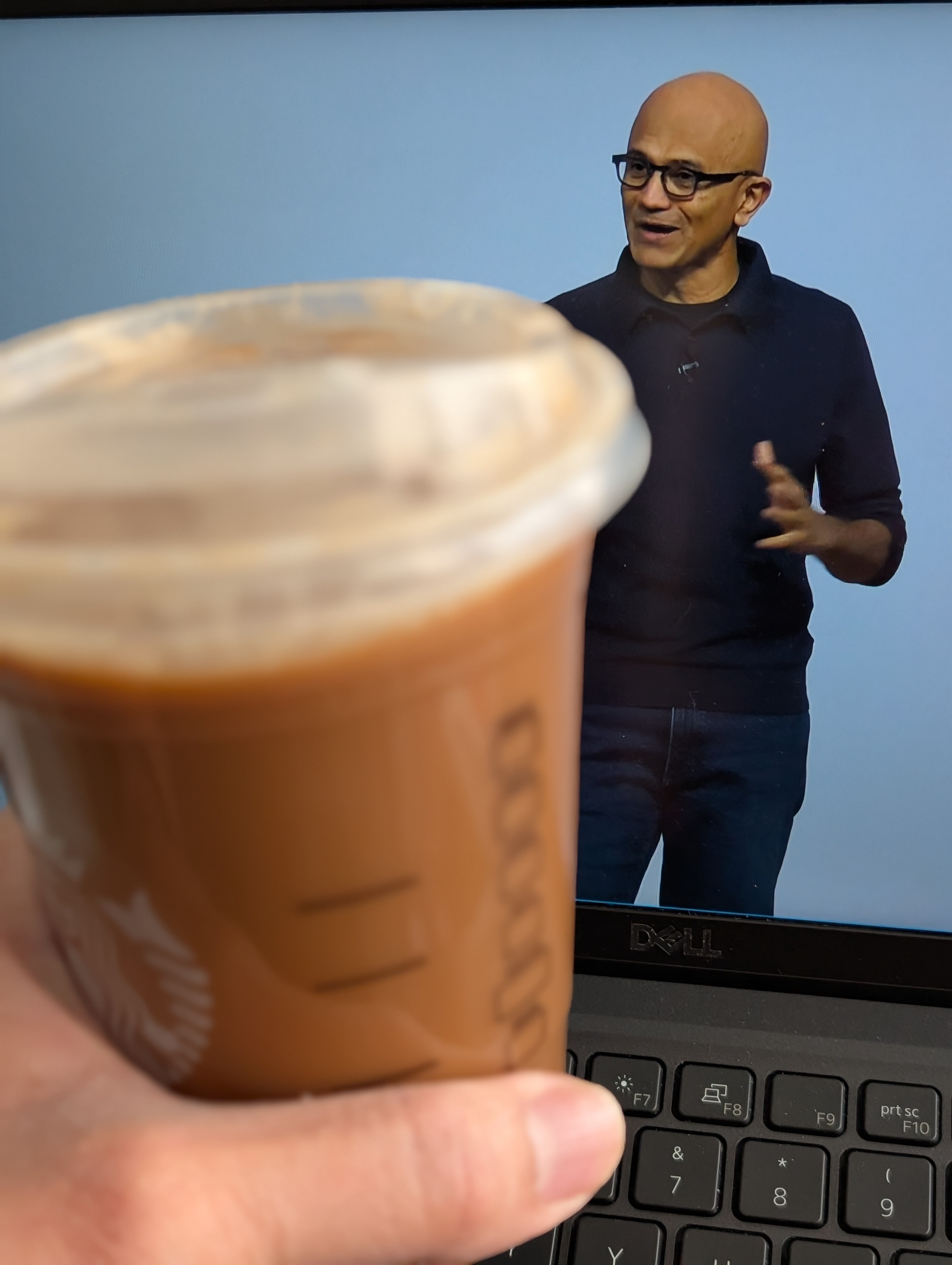 Having a sweet cream nitro cold brew while watching the opening keynote