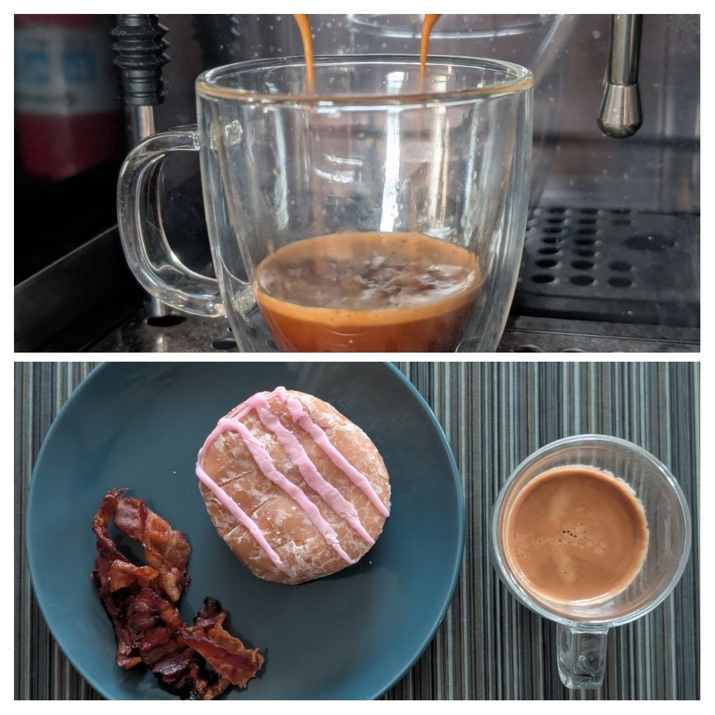 Adding maple bacon to the jelly donut makes an even better pairing on a cold Thursday morning