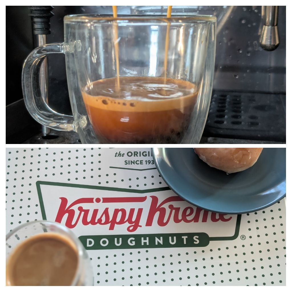 It has been a very long time since I've had a Krispy Kreme donut.  I usually stick with a regular glazed from then, but today I'll try out the raspberry jelly donut.  Mmmmm donut.