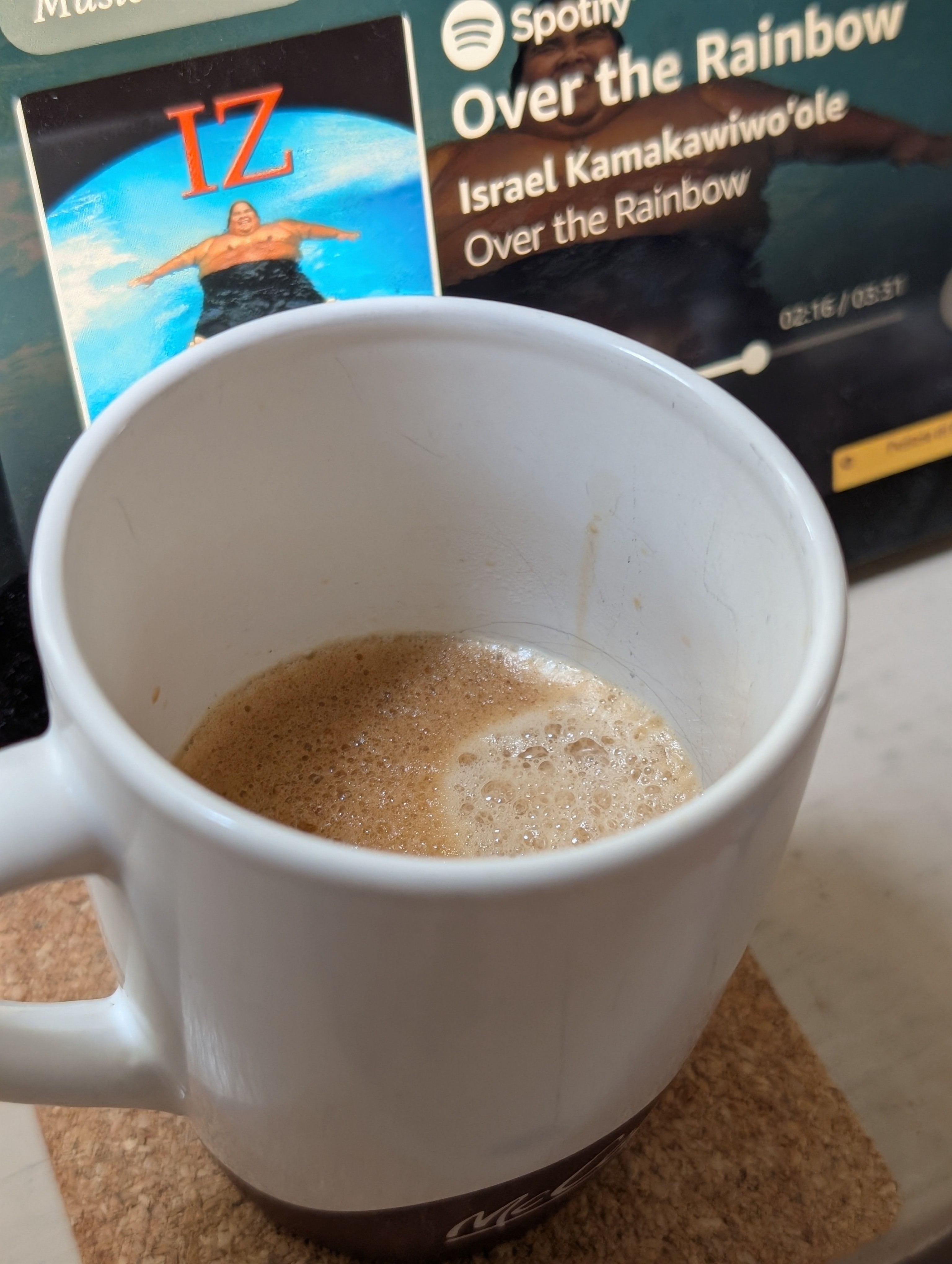 Drinking a Hawaii Kona double while listening to music reminding me of Hawaii while getting settled back home from being at the beach