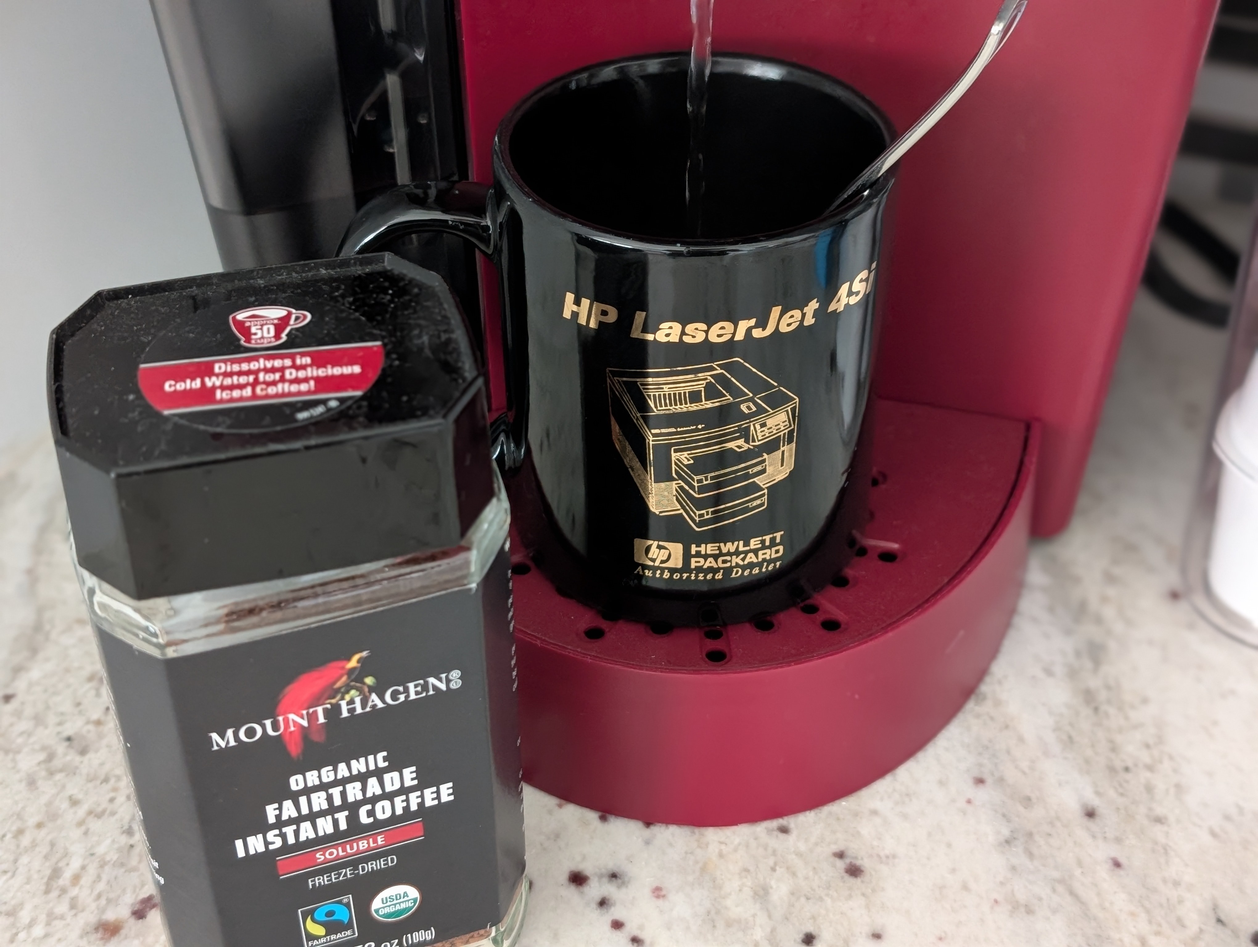 Having some coffee to get a caffeine boost after yesterday's full day at the beach and boardwalk