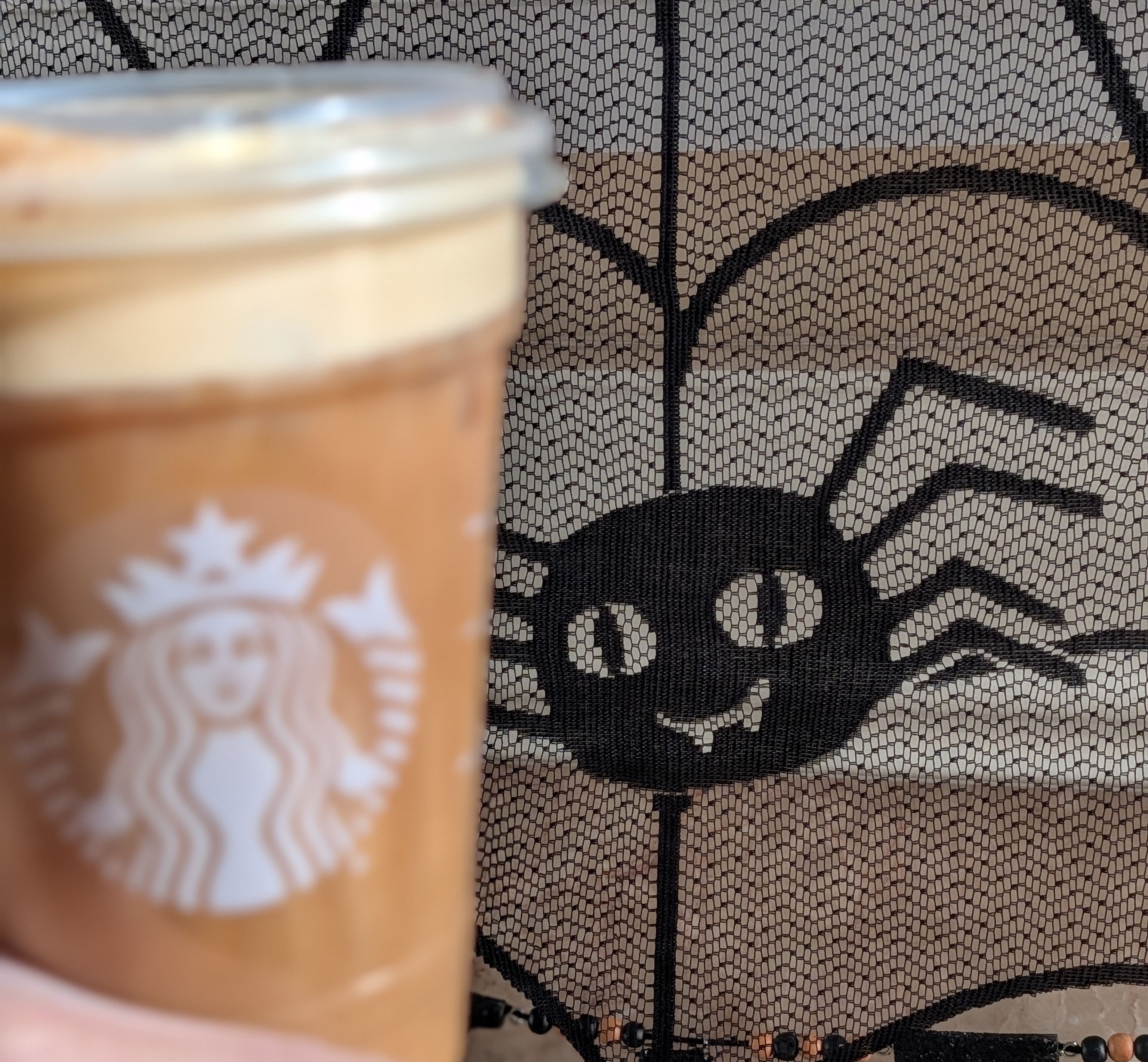 I think this spider wants my pumpkin cream cold brew