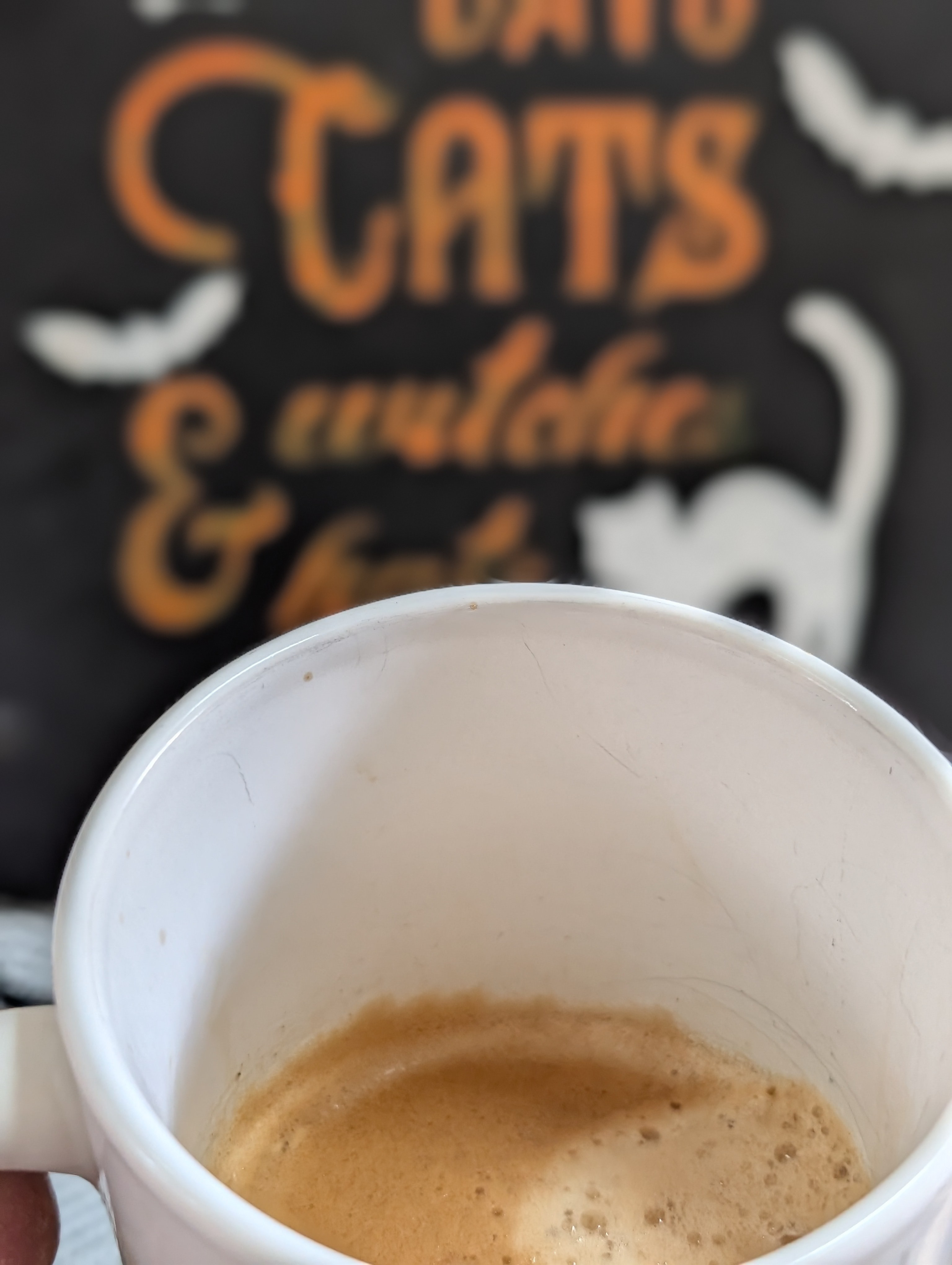 Grabbing a double late on this windy Halloween day