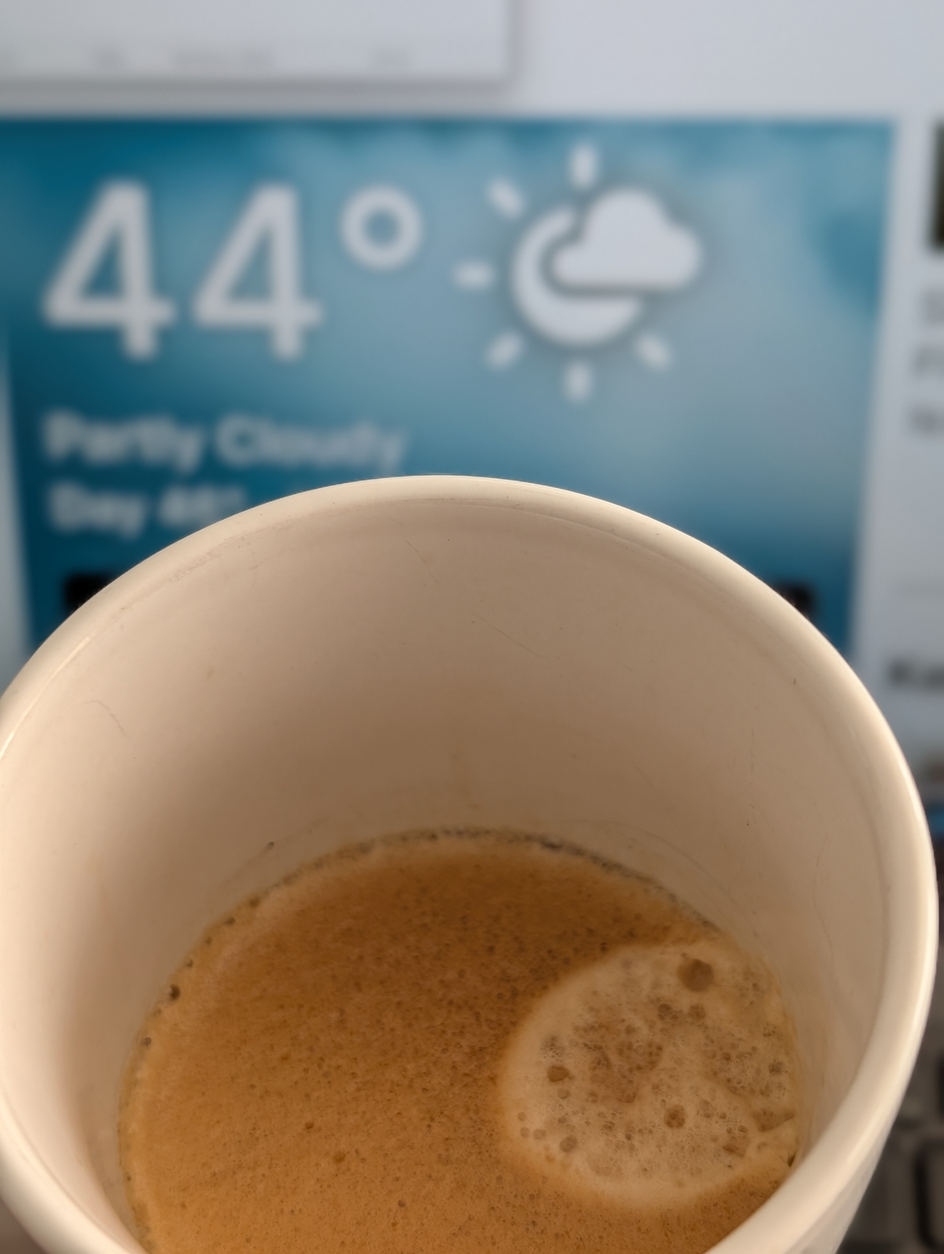 Enjoying the time between meetings on a cold and windy Monday morning