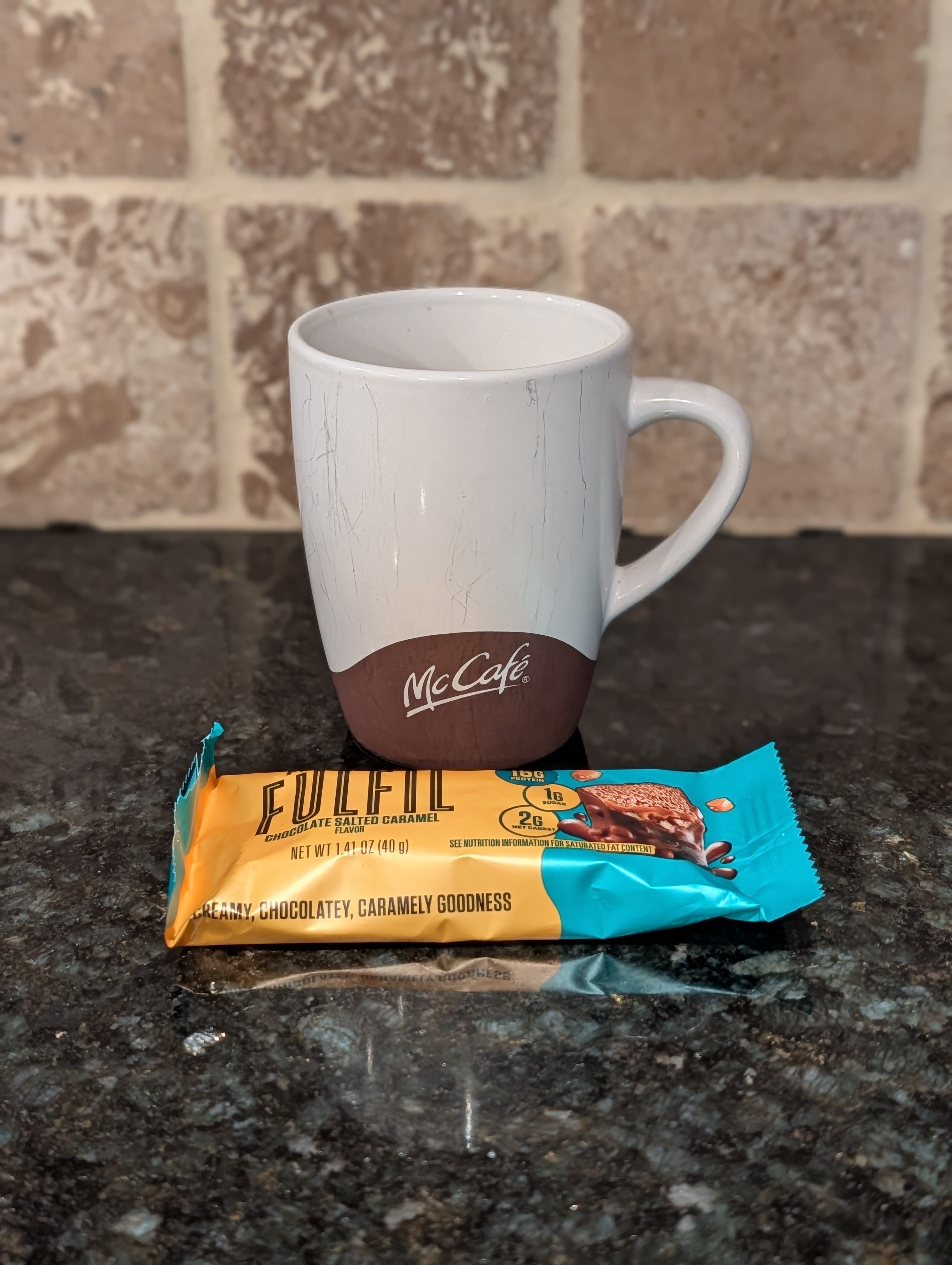 I was about to enjoy my coffee with a new breakfast bar, but it was terrible.  It definitely did not taste like salted caramel. 🤮