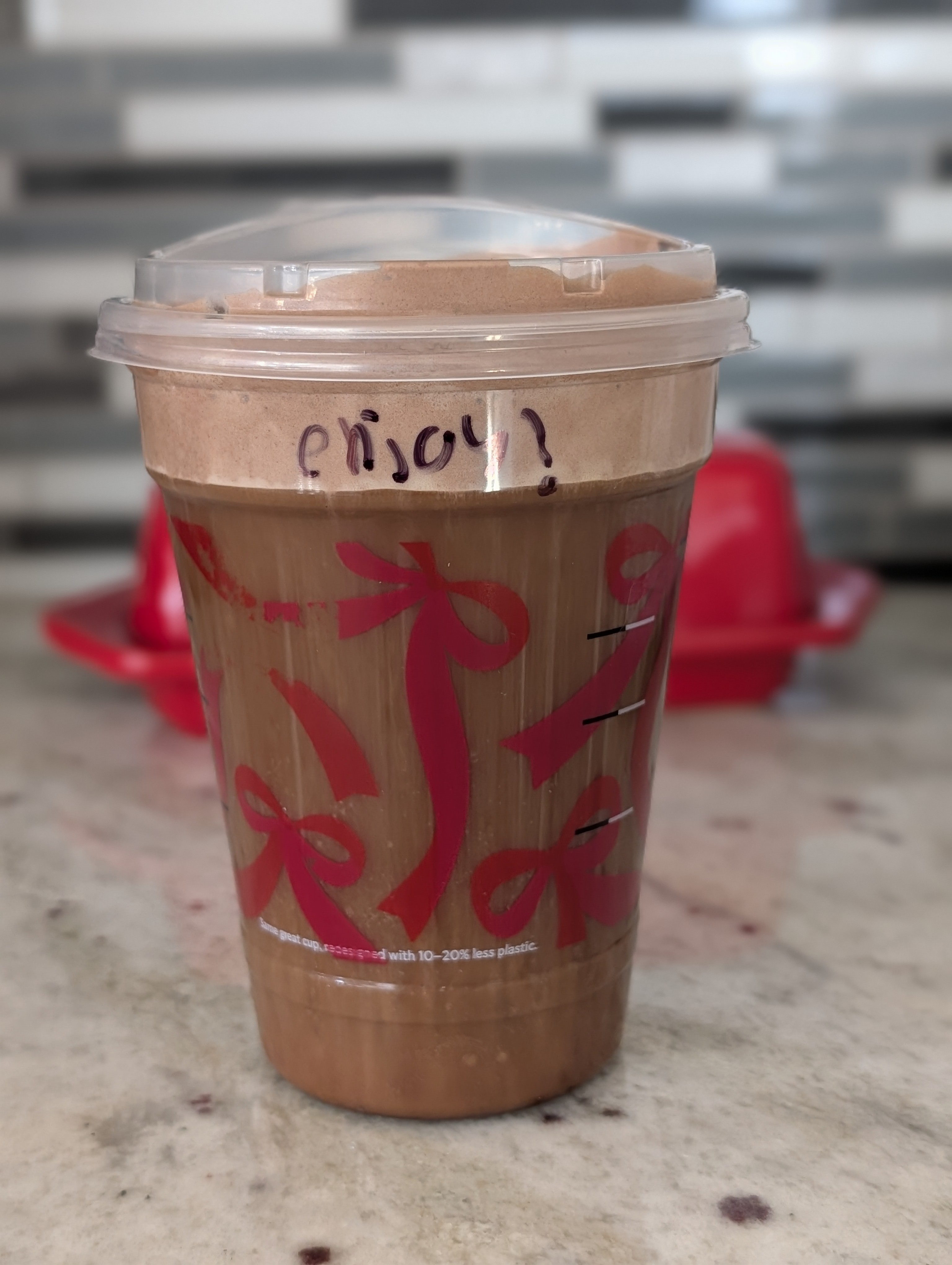 Enjoying a chocolate cream cold brew before the long drive