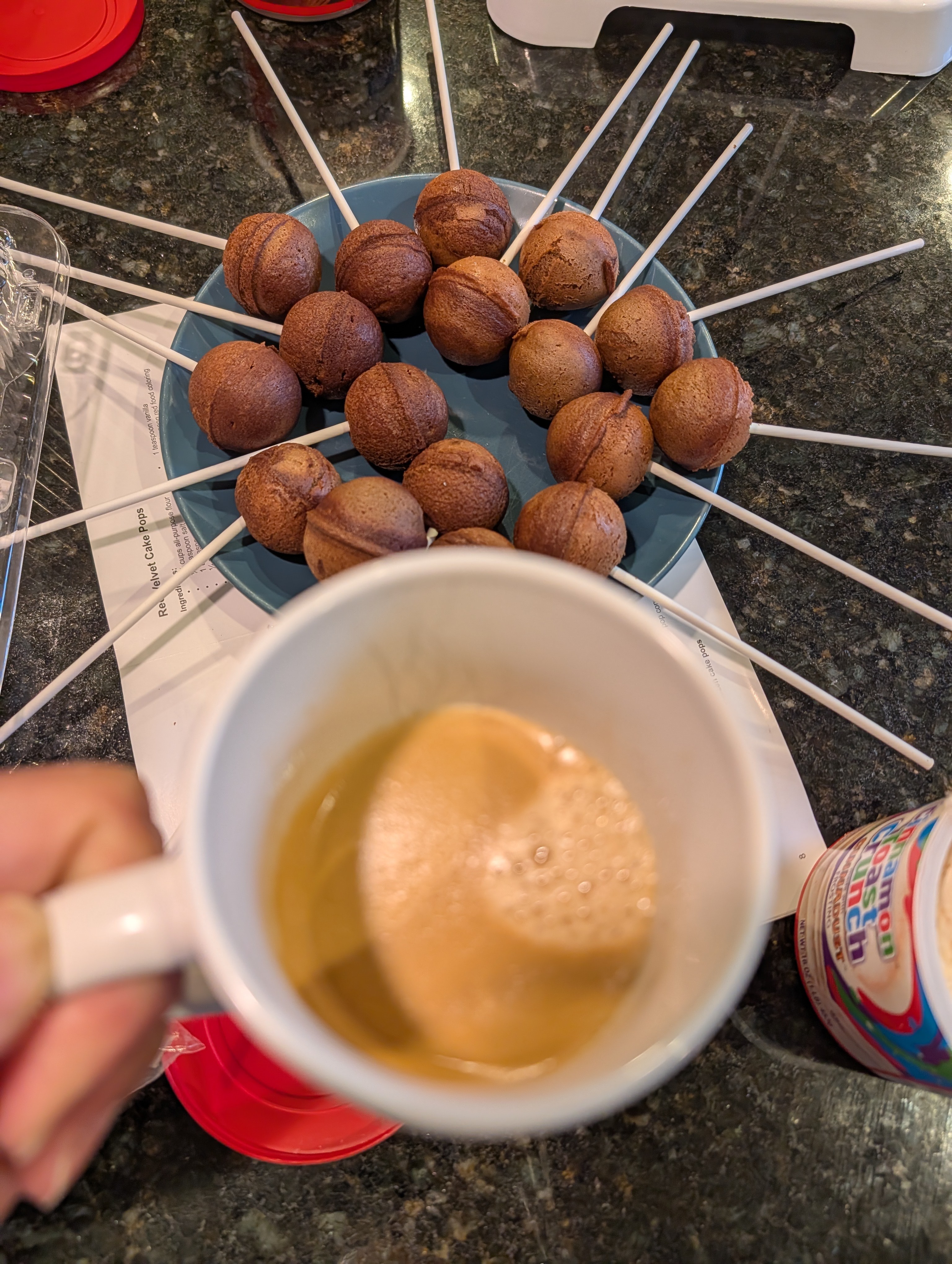 Home made cake pops pair well with coffee