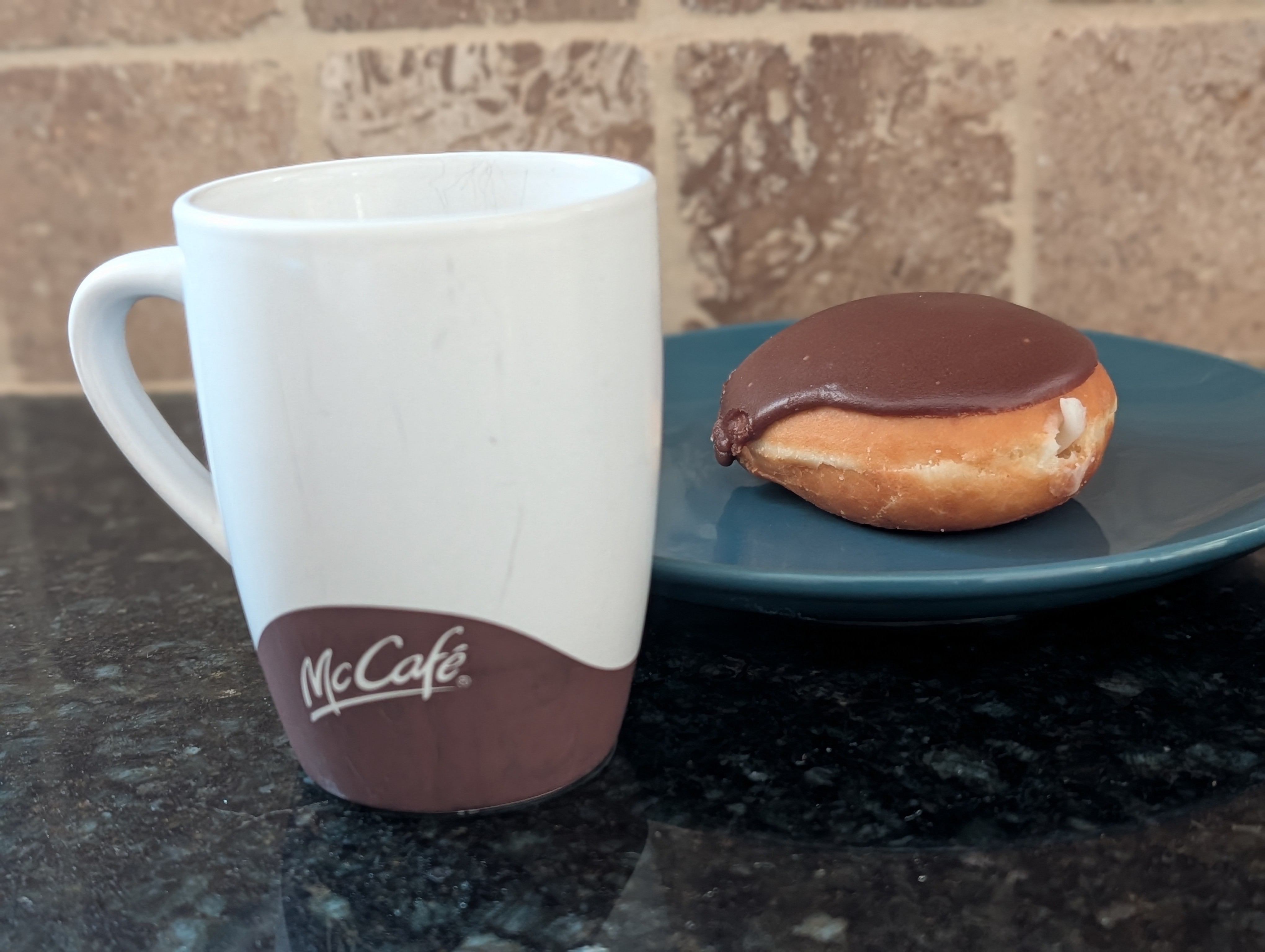 Enjoying a double and a donut while the snow melts between meetings