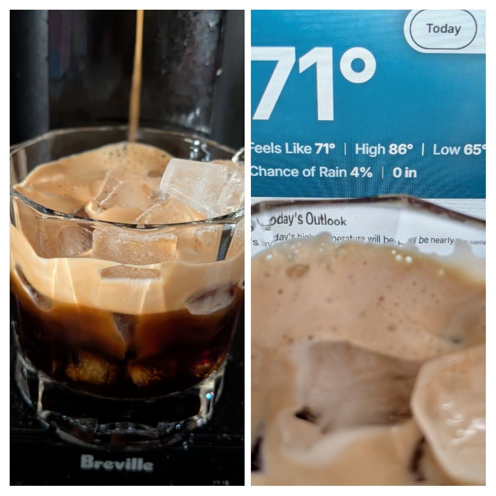 Perfect day for an iced double -- it's going to be hot