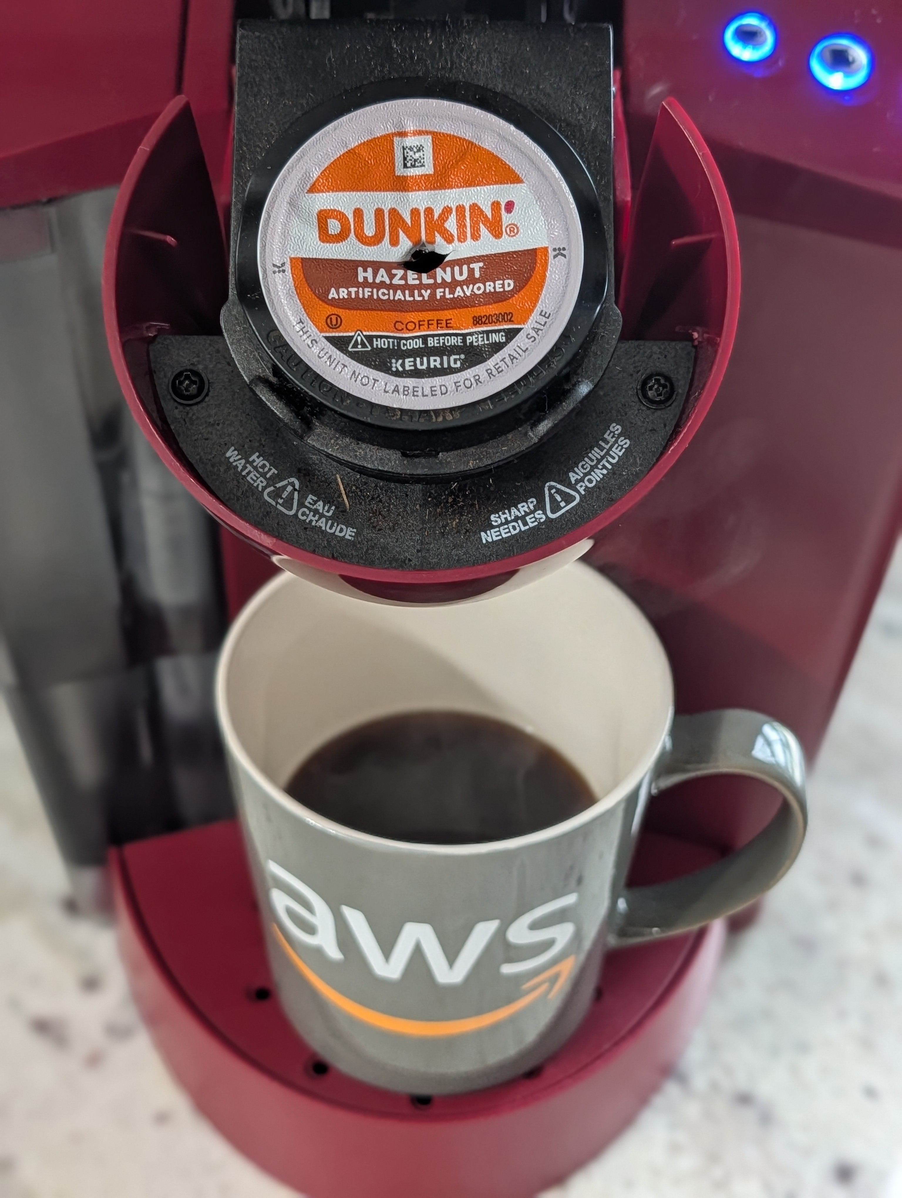 Having a coffee with breakfast before the long drive back home