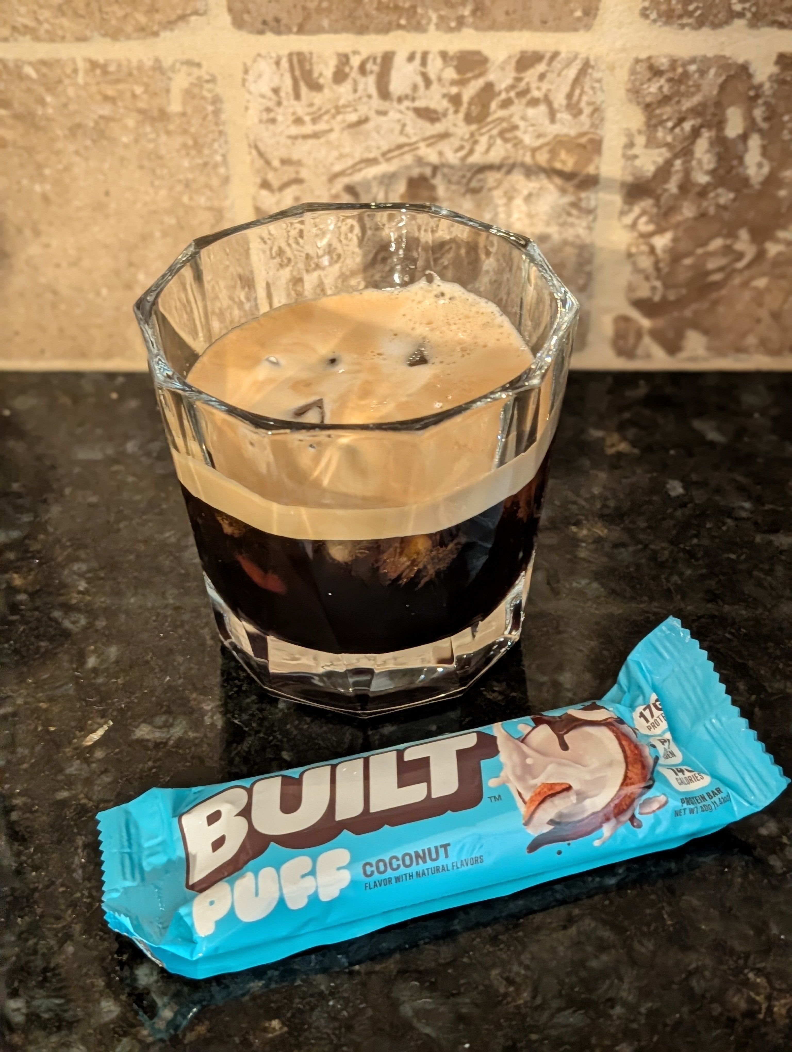 I felt like this yesterday but this time it's an iced double with a coconut protein bar before another long drive