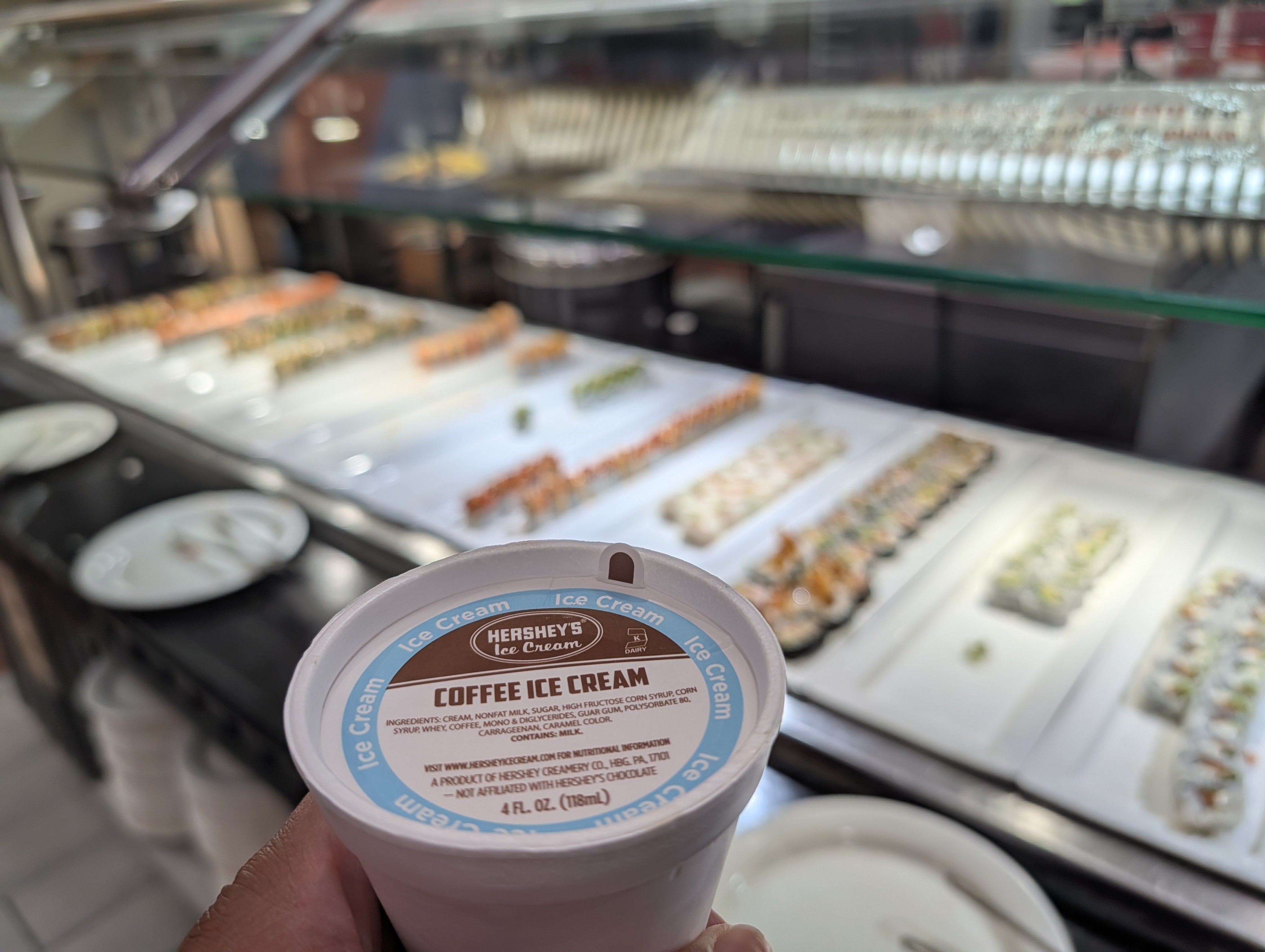 Coffee ice cream after all you can eat sushi