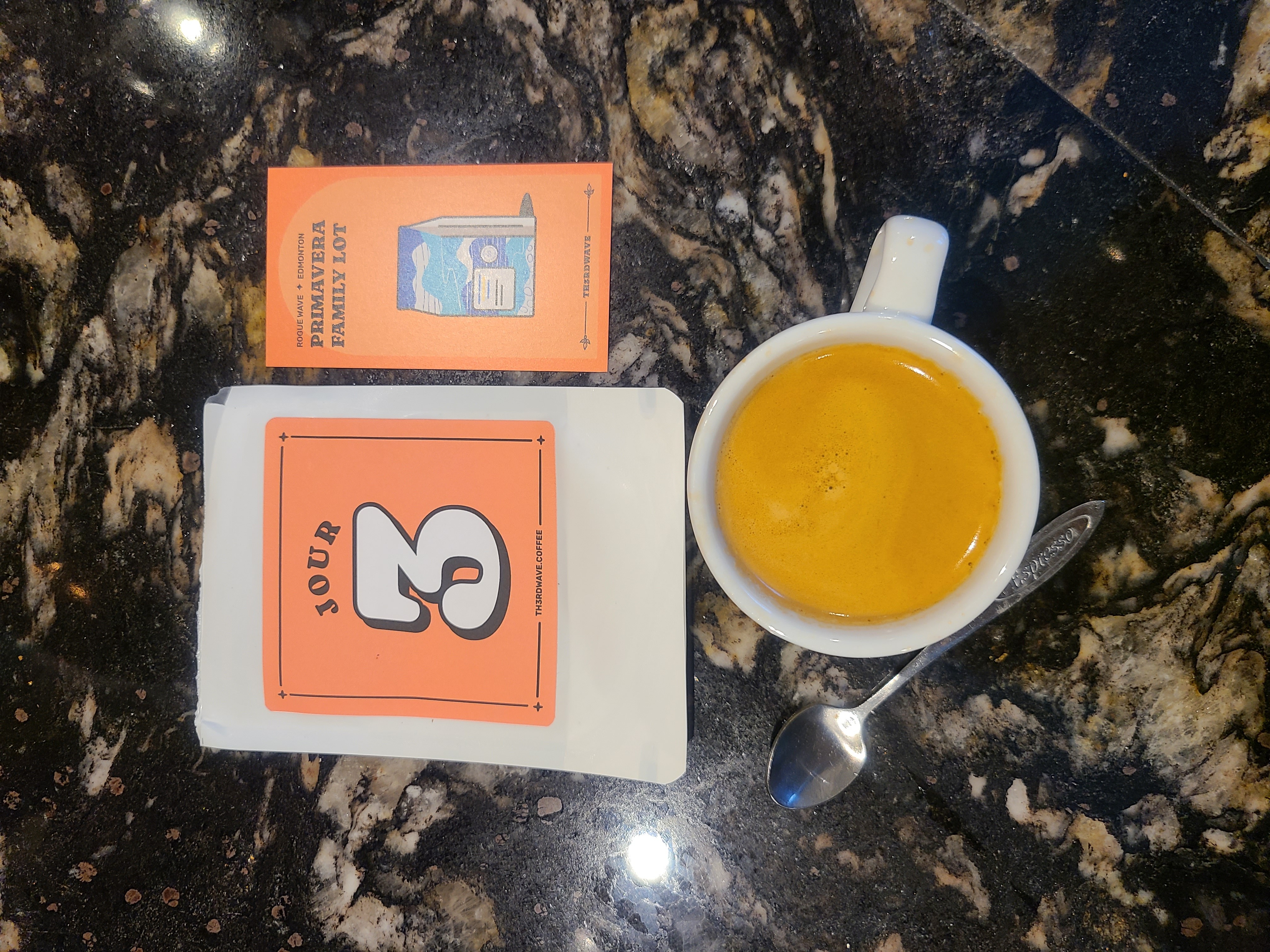 peach and floral notes come through beautifully with espresso 