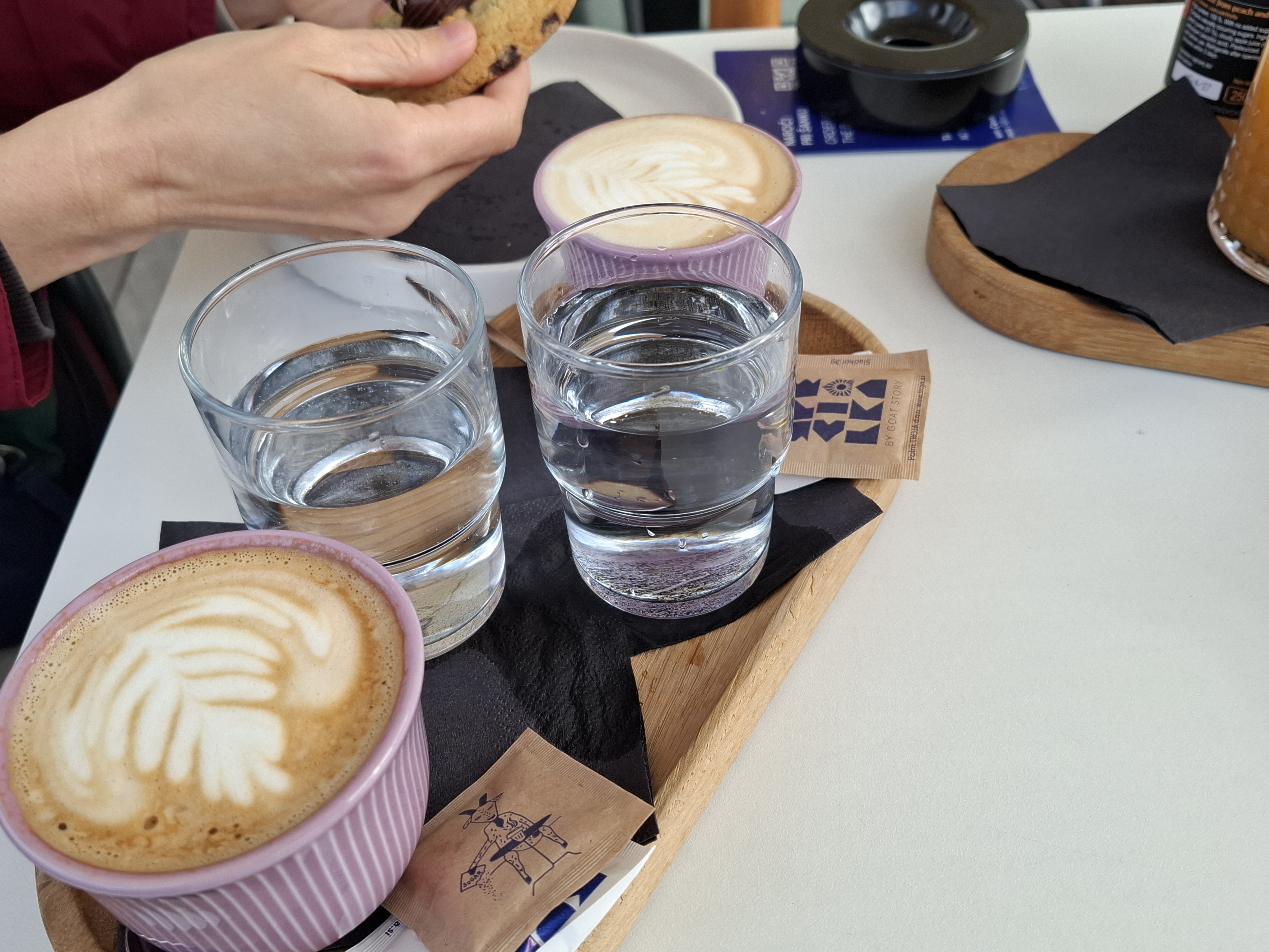 having a delicious cappuccino at Kaverna Specialka in Ljubljana