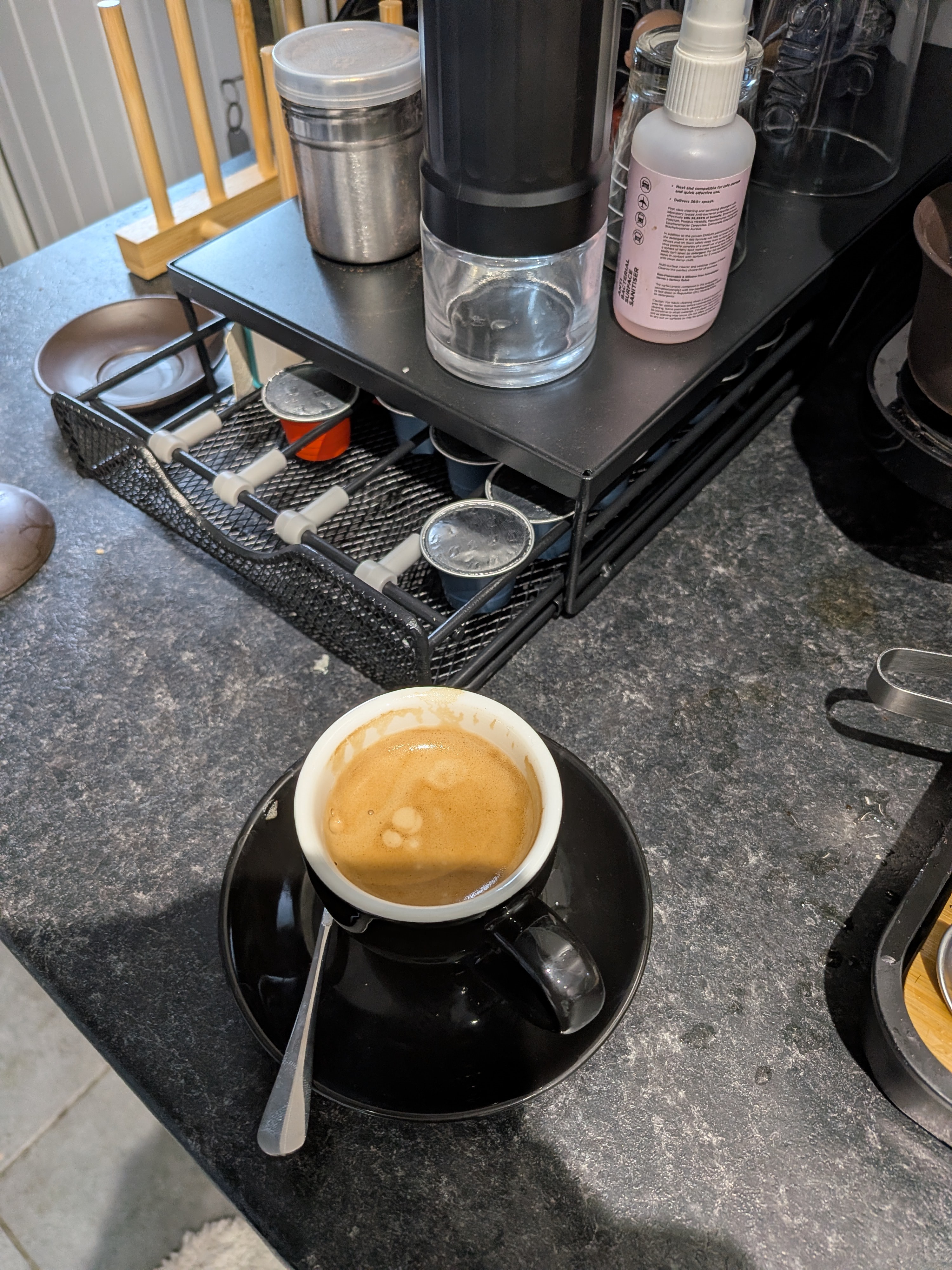 Second espresso of the Day. Getting the living room ready for new sofas. ☕ Had enough now.... mmm espresso ☕